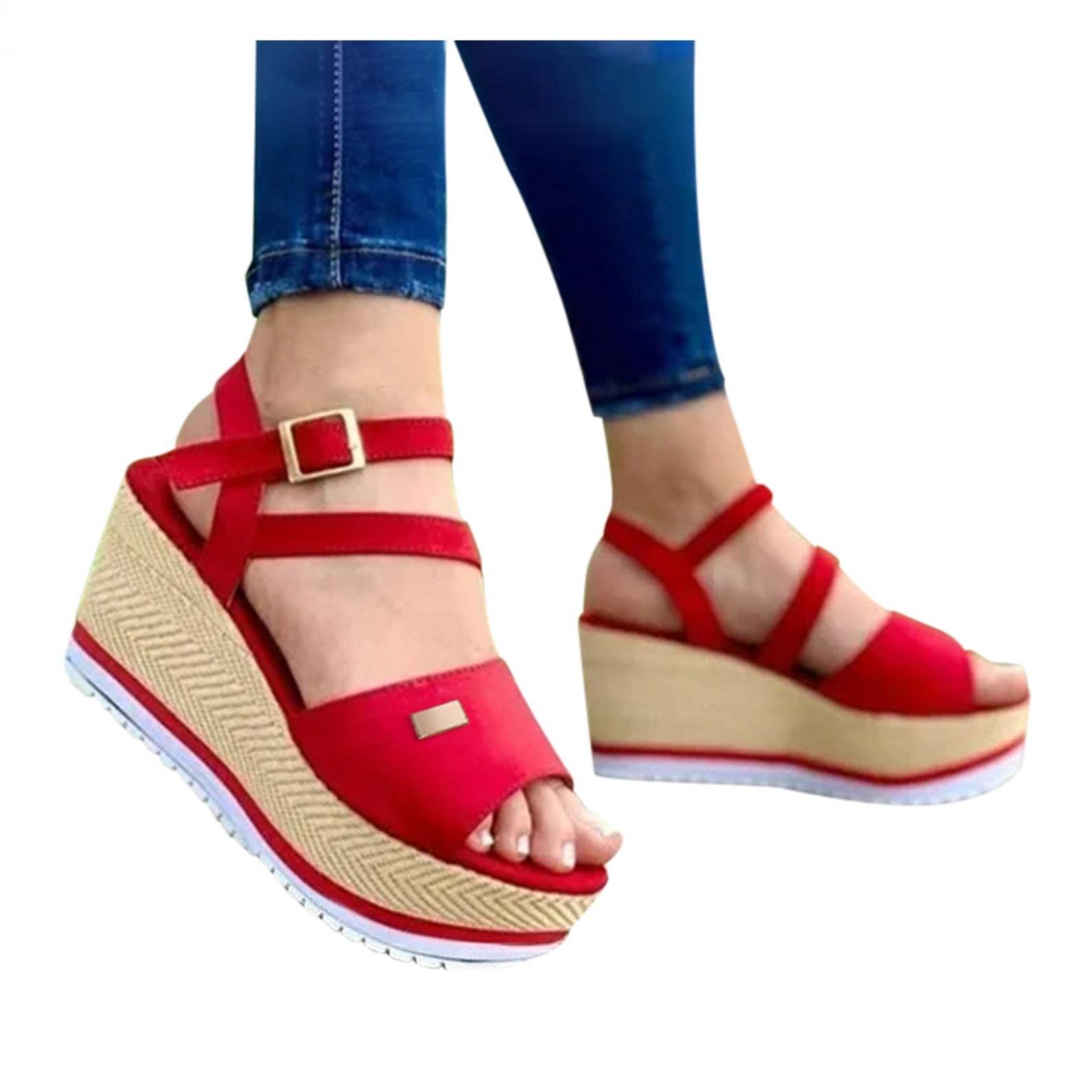 Women's Wedge Sandals with Ankle Strap - Open Toe High Heel Summer Shoes for Outdoor Walking & Leisure | Perfect for Beach, Vacation, and Casual Outings