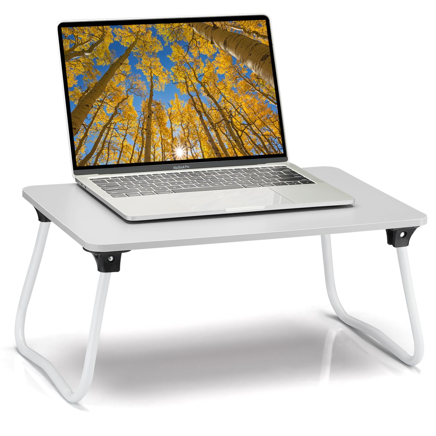 Foldable Lap Desk for Laptop & Tablet - Portable Lightweight Bed Tray, Breakfast Serving Tray, Sofa & Floor Desk - White | Perfect for Work, Study & Dining in Bed or Couch