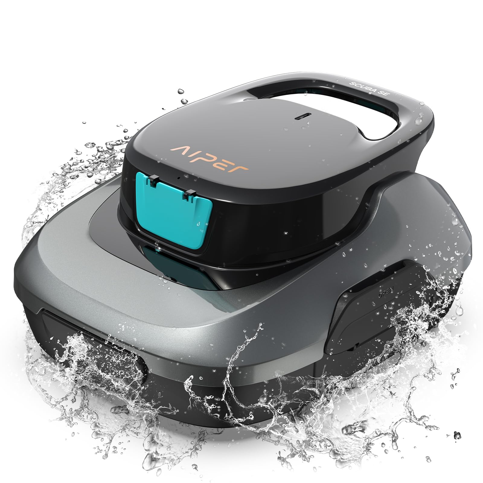 AIPER Scuba SE Cordless Robotic Pool Vacuum Cleaner (2024 Upgrade) - 90 Min Runtime, Self-Parking, Dual Suction Ports for Above Ground Pools up to 33ft - Dark Grey | Ideal for In-Ground & Above Ground Swimming Pools, Quick Cleaning Before Pool Parties