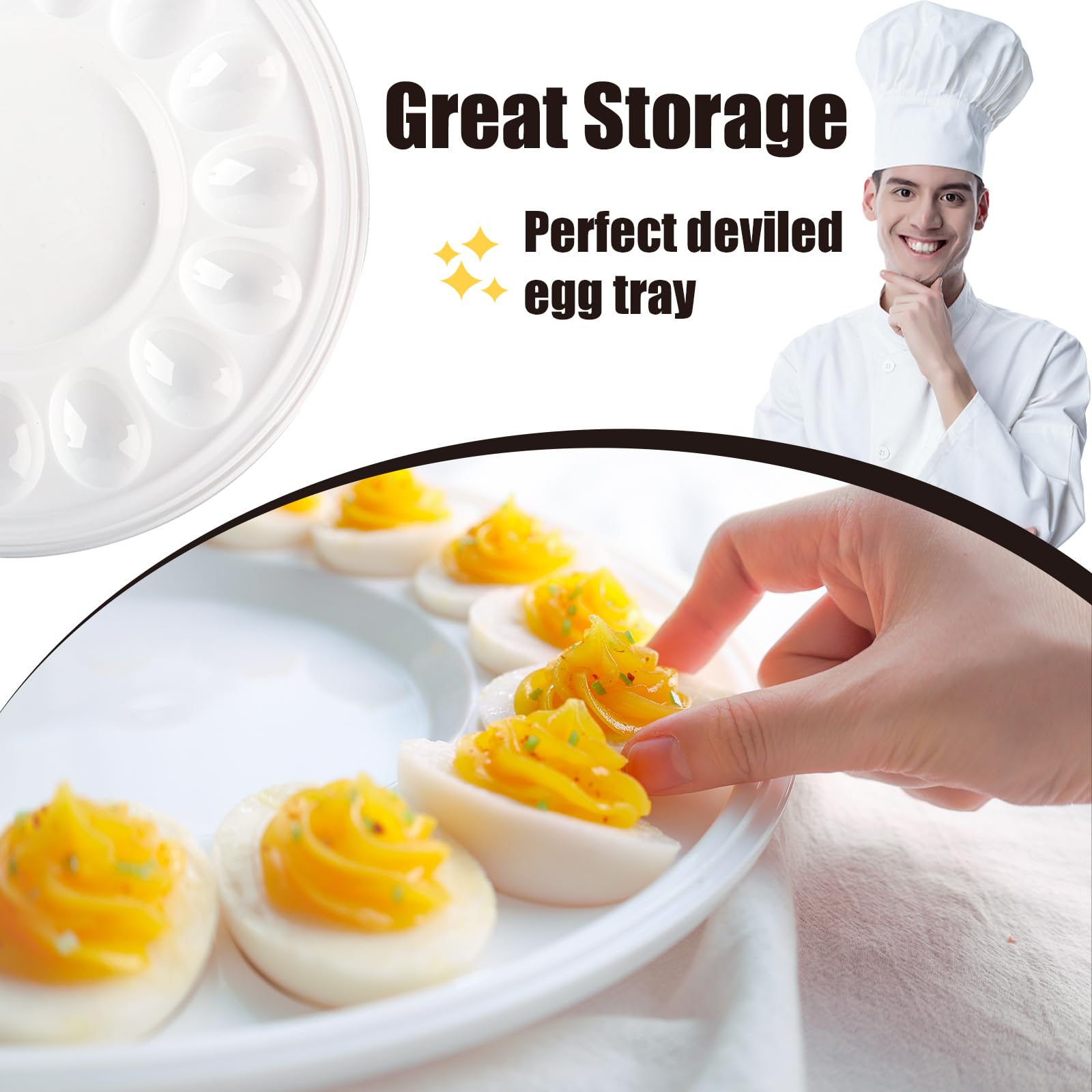 HANSGO Deviled Egg Platter with Lid - Portable Egg Tray Container for Party, Picnic, Home Kitchen & Refrigerator Storage | Perfect for Easter, Thanksgiving & Holiday Gatherings