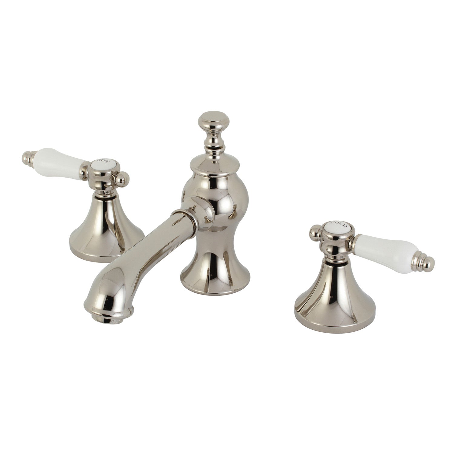 Bel Air KC7066BPL Two Handle 3 Hole Widespread Bathroom Faucet with Brass Pop Up Drain - Polished Nickel Finish for Vanity Sink - Perfect for Modern Home & Hotel Bathroom Renovation
