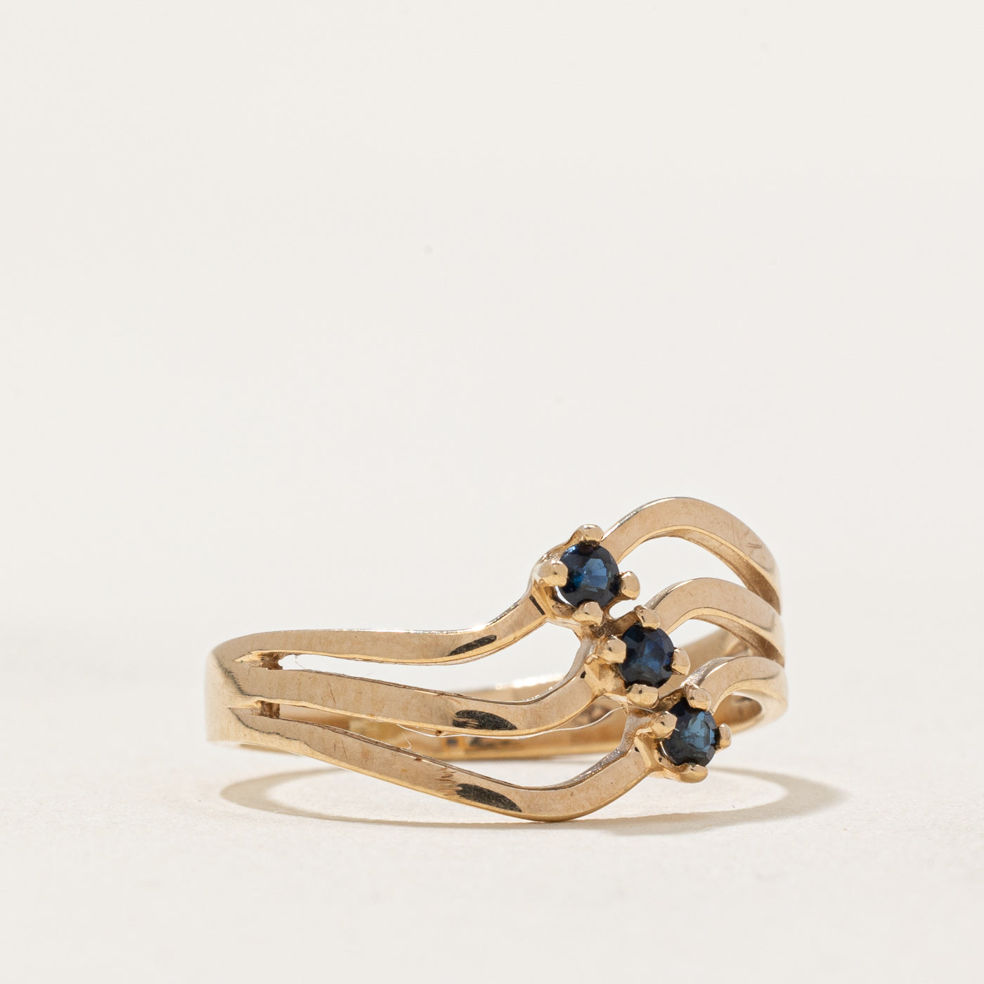 Sapphire Wave Ring - 0.15ctw Blue Sapphire Sterling Silver Ring - Size 5 - Elegant Stackable Ring for Women - Perfect for Everyday Wear, Anniversary & Gift Giving