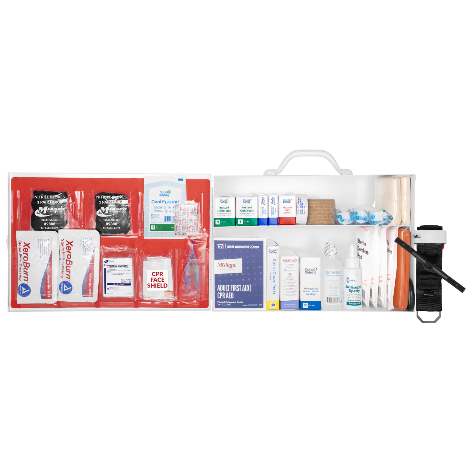 OSHA 2021 Class B Essentials First Aid Kit - 171 Pieces with 2 Shelf Metal Case | Workplace Safety, Emergency Preparedness & Home Use