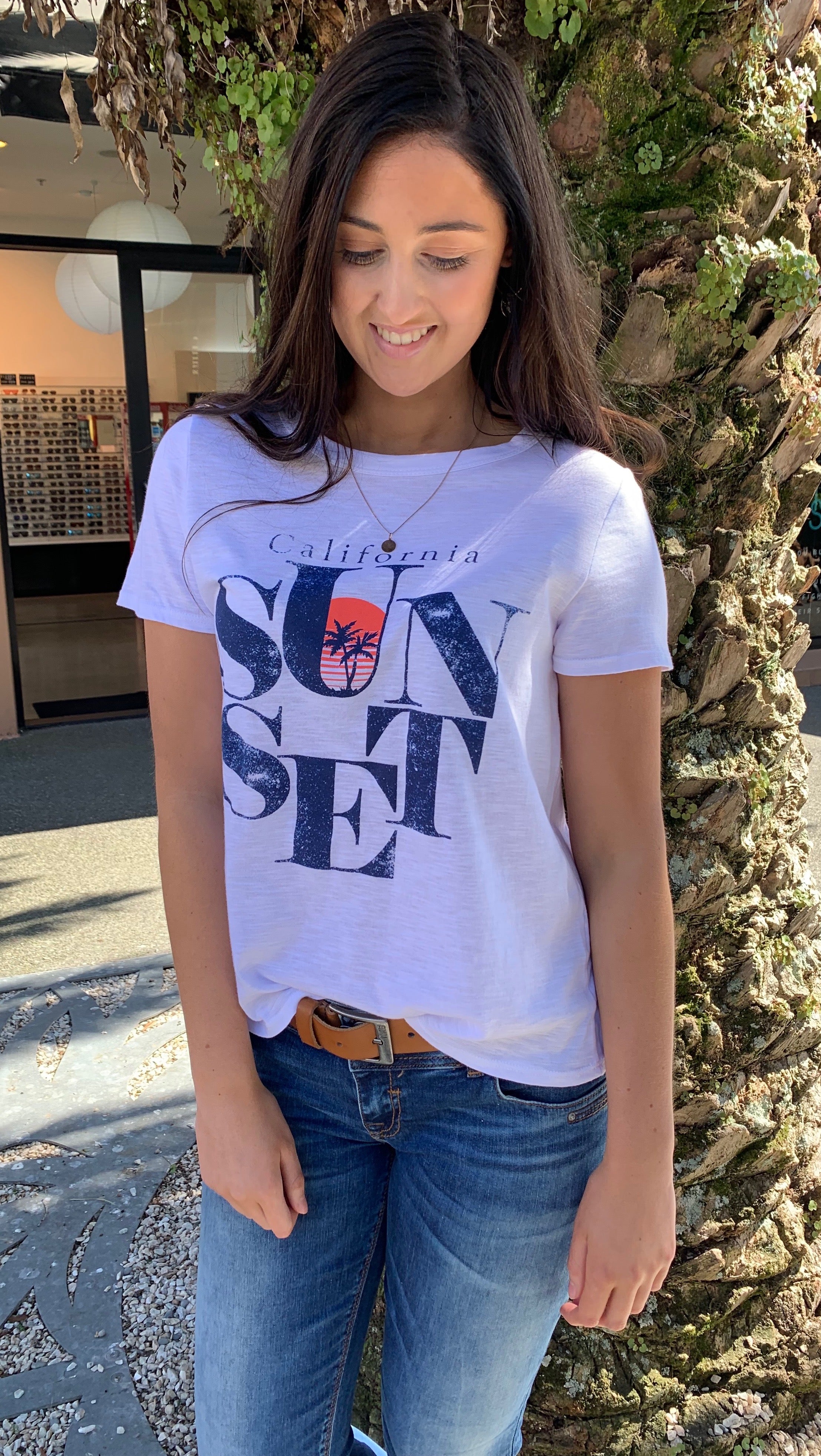 Sunset Graphic T-Shirt for Men & Women - Soft Cotton White Tee - Casual Wear for Beach, Travel & Everyday Outfits