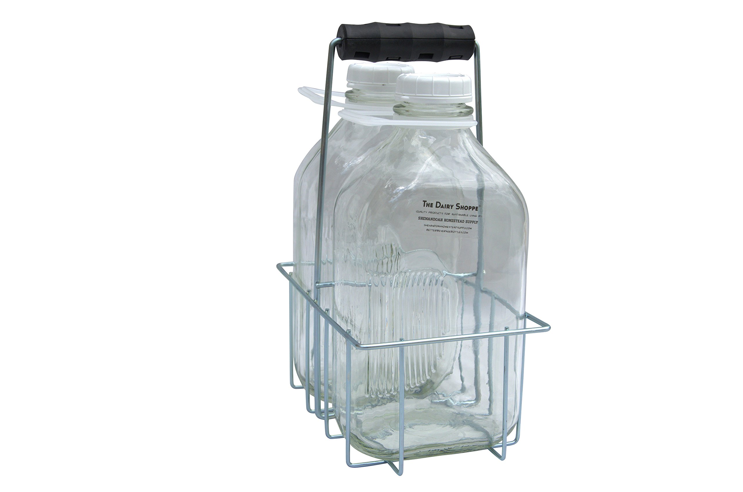 Dairy Shoppe 64 oz Wire Bottle Carrier - 2 Cell Holder for Milk Jugs, Perfect for Grocery Stores, Farmers Markets & Home Refrigeration