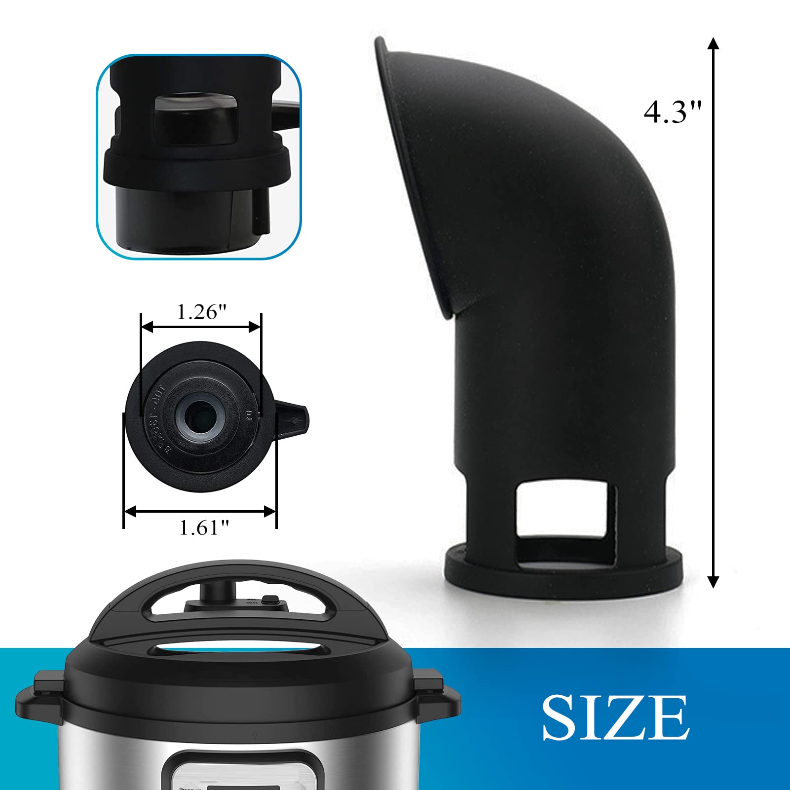 GXF Silicone Steam Release Diverter for Instant Pot DUO/DUO Plus/Smart Cooker - Black Kitchen Accessory Compatible with 3/5/6/8 Qt Models - Perfect for Safe Steam Venting & Pressure Cooking