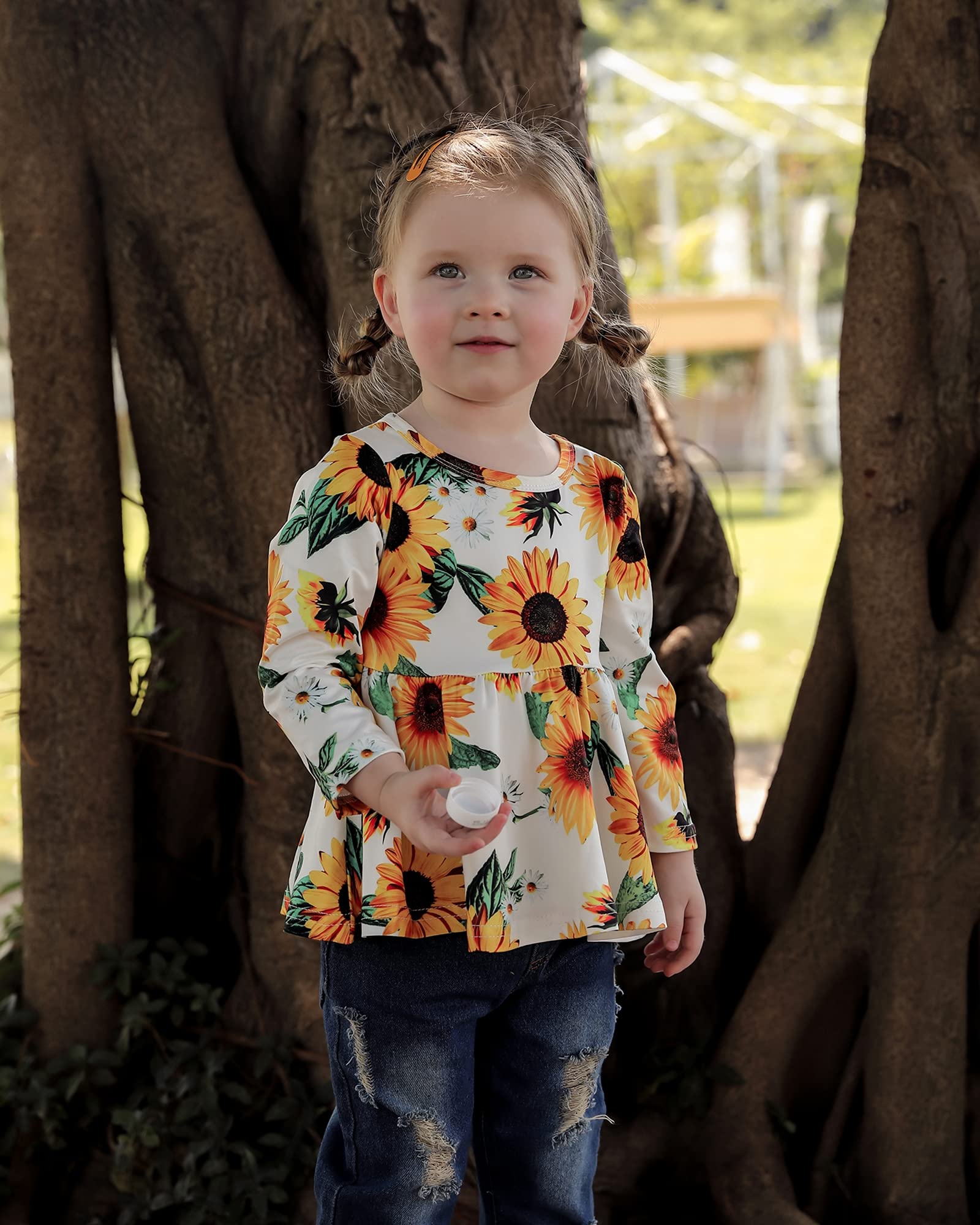 Toddler Girl Outfit Set - Ruffle Shirt & Denim Jeans for Baby Girls | Fall Winter Clothes | Perfect for Playdates, Holidays & Family Photos