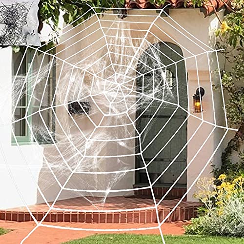 Stretchy Halloween Spider Web Decor - 1.5m White Cobweb for Haunted House, Party & Bar Decoration | Scary Spiderweb Terror Decorations for Halloween Night & Themed Events