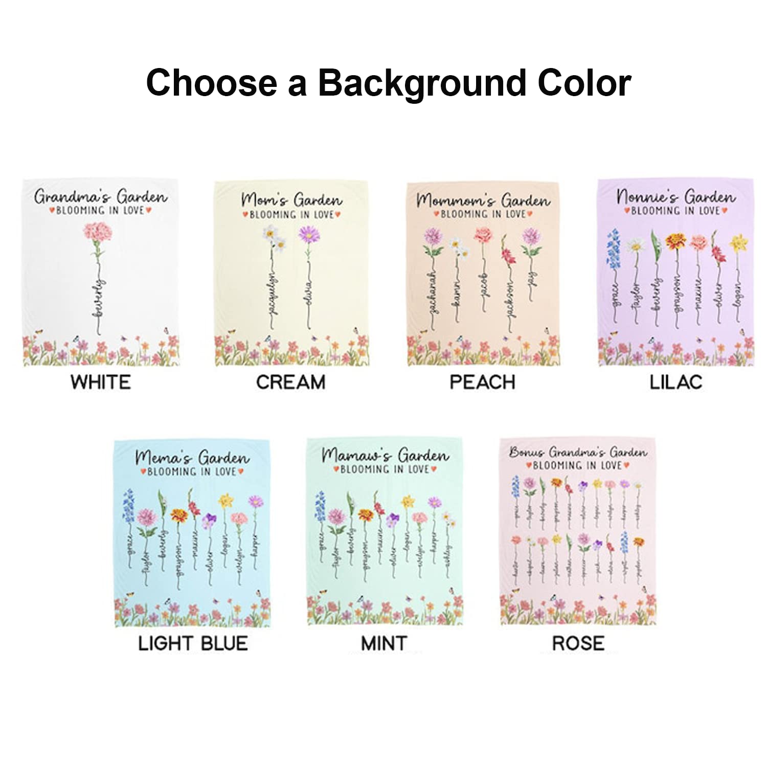 Personalized Mom Blanket with Kids Names - Custom Grandma Garden Blanket for Mother's Day, Birthday & Anniversary Gifts - Birth Month Flower Throw for Nana Mimi Gigi Mommy - Perfect for Cozy Family Nights, Nursery Decor & Thoughtful Gift Giving