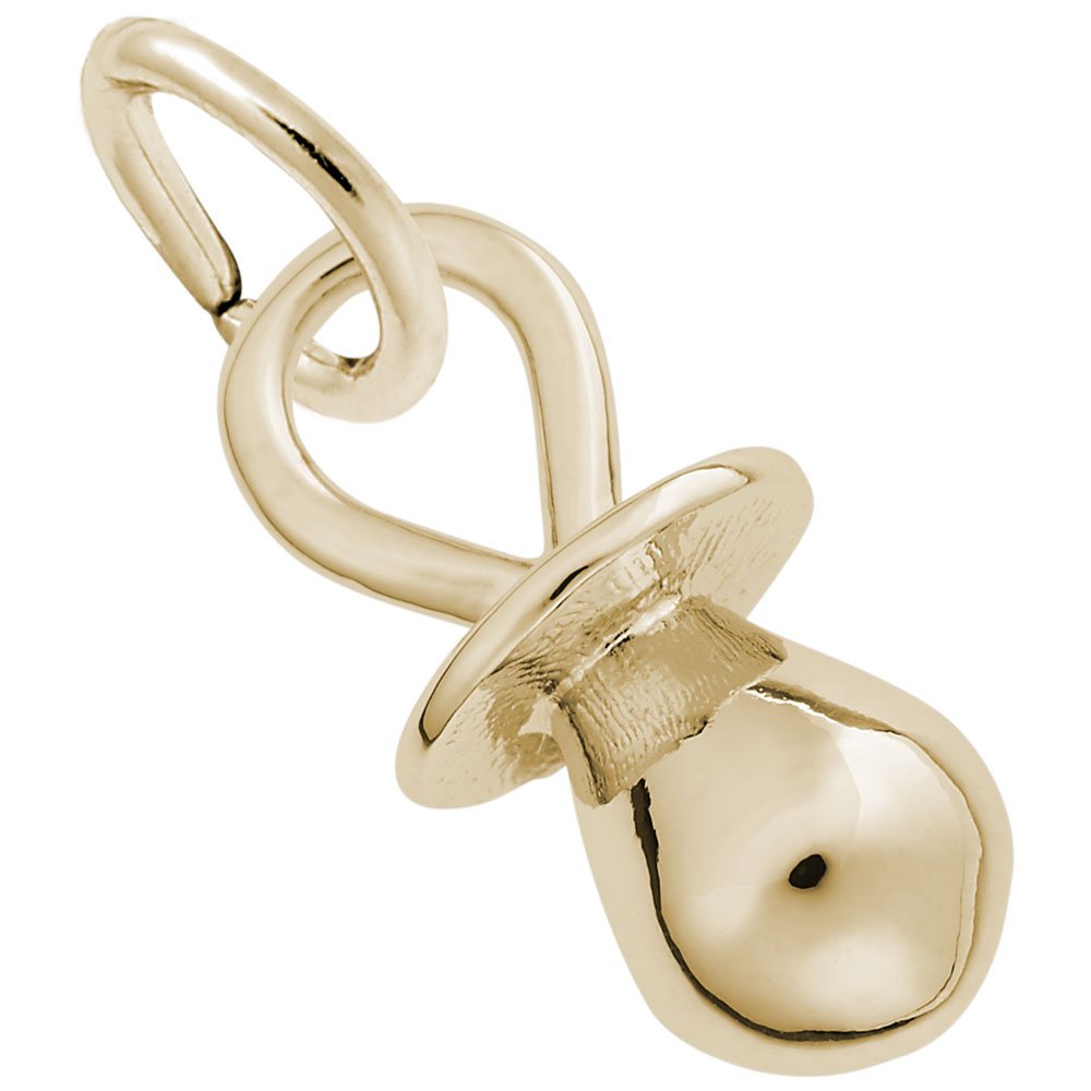 10k Yellow Gold Pacifier Charm - Dainty Baby Keepsake for Bracelets & Necklaces | Perfect for Newborn Gifts, Baby Showers & Jewelry Making