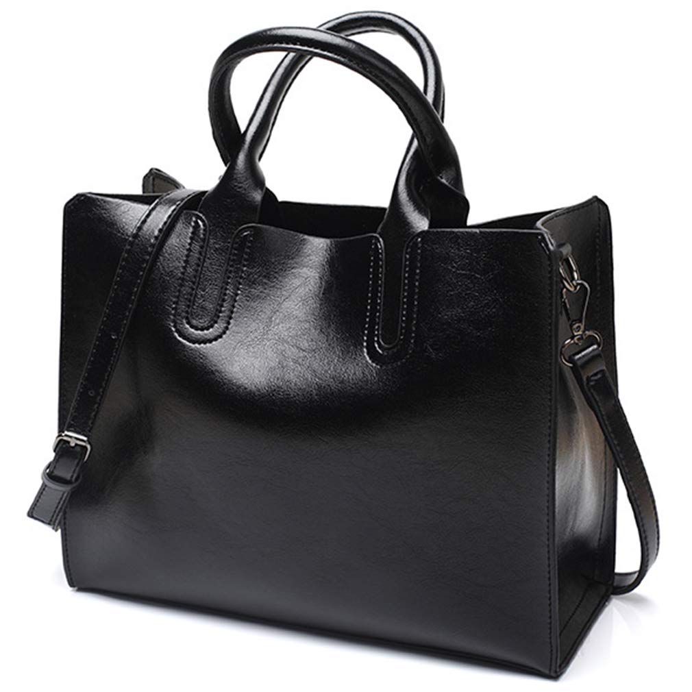 Stylish Women's Lightweight PU Leather Tote Handbag - Vintage Oil Wax Handle Shoulder Purse for Work, Travel & Everyday Use