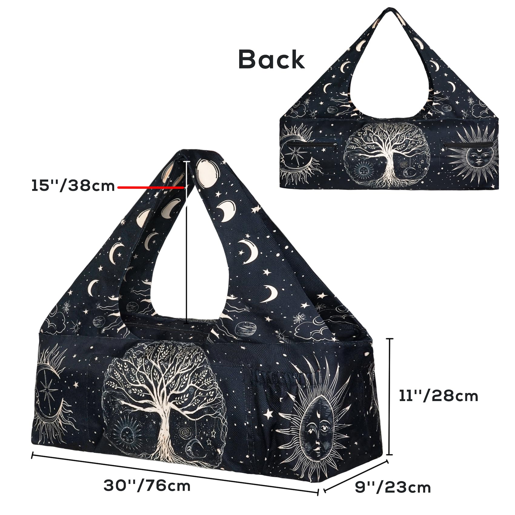 Premium Large Yoga Mat Bag with Adjustable Strap, Zipper & Multiple Pockets - Durable Yoga Carrier for Women Fits Most Size Mats (15-85mm) - Perfect for Gym, Studio & Travel - Personalized Yoga Accessories Gift Idea