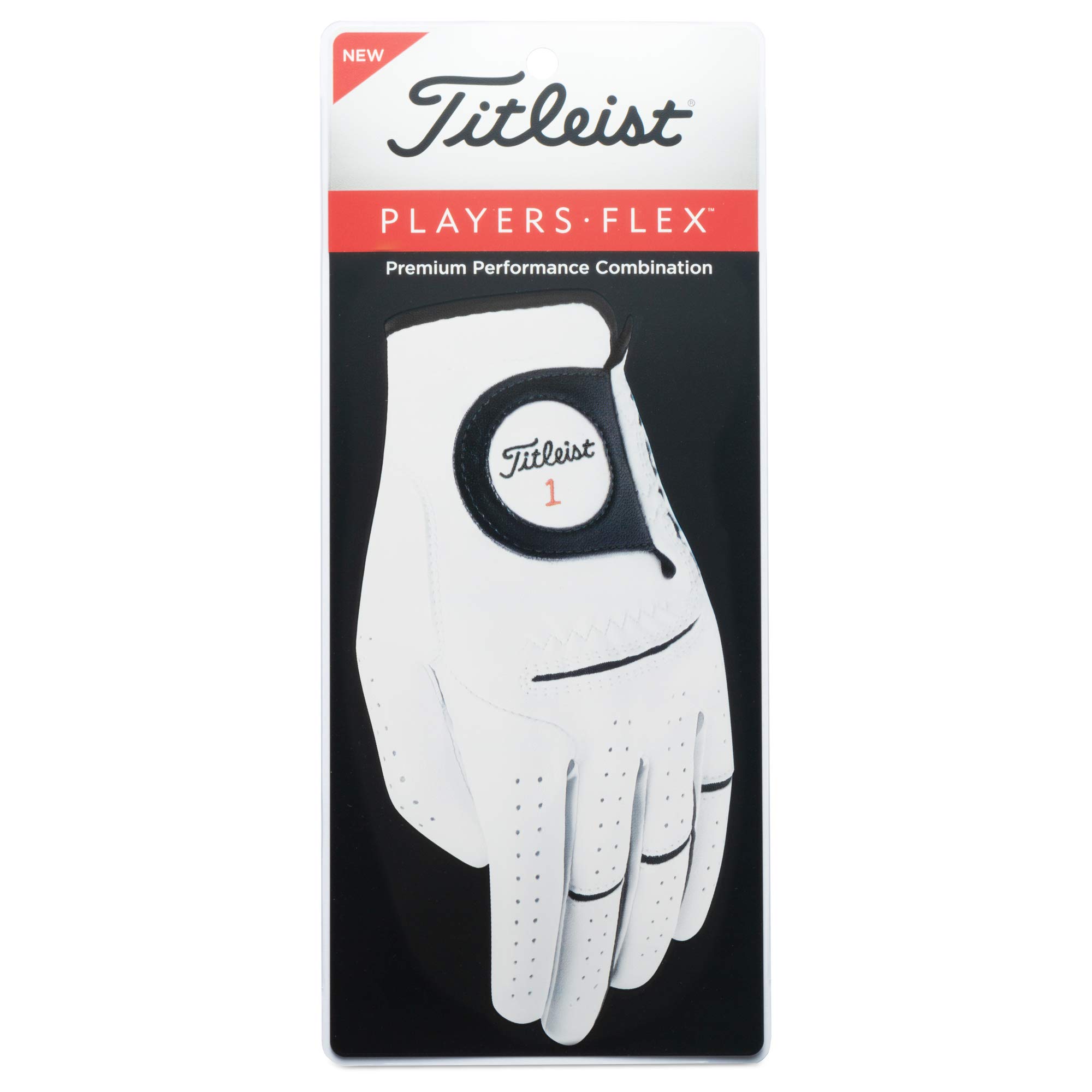 Titleist Men's Players Flex Golf Glove - Premium Leather Golf Gloves for Men - Right & Left Hand Options - Enhanced Grip & Comfort - Perfect for Driving Range, Course Play & Tournament Golf