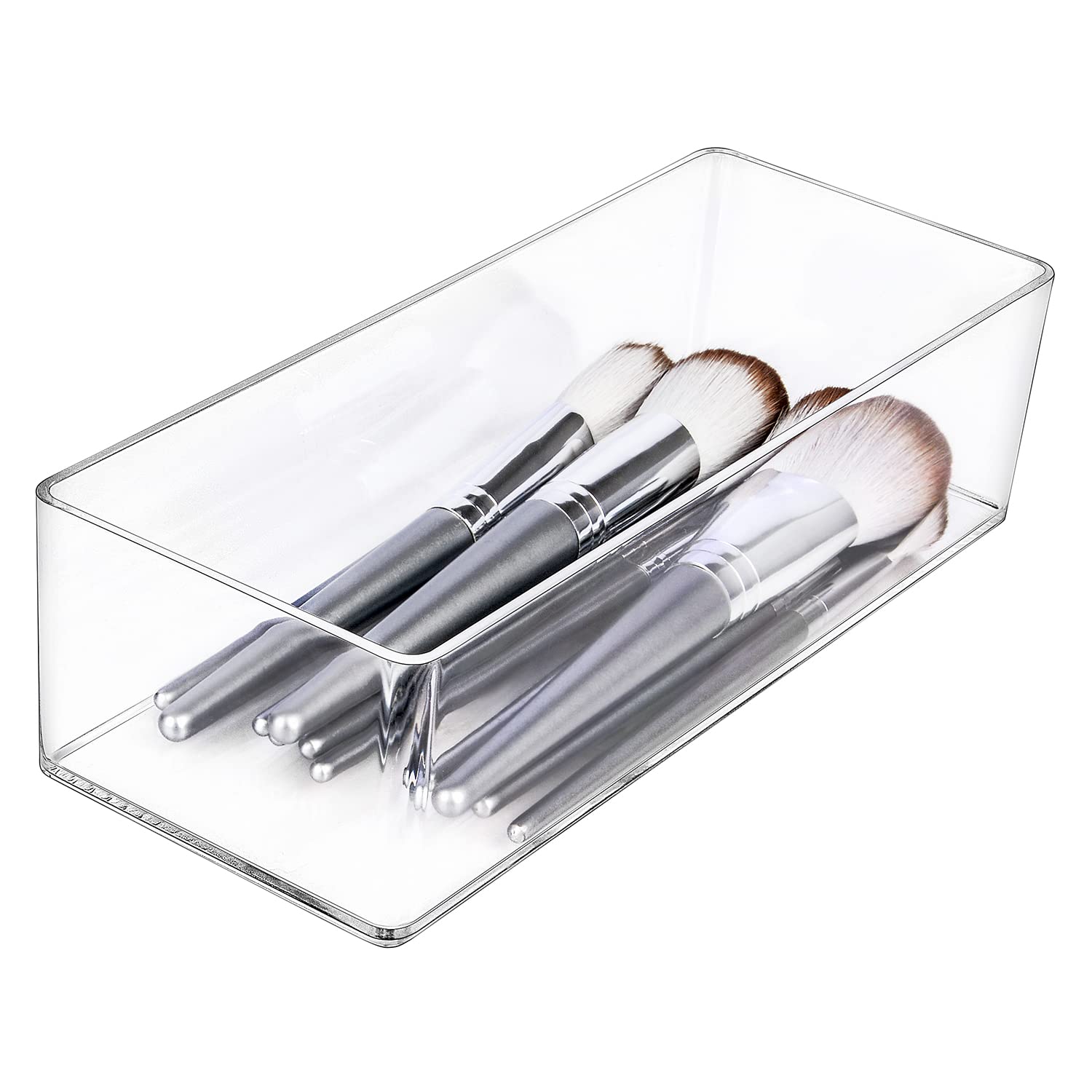 JessLab Acrylic Drawer Organizer - 1-Compartment Clear Makeup & Jewelry Storage Box for Desk, Wardrobe, Bathroom Vanity | Perfect for Cosmetics, Rings, Earrings & Small Accessories Organization