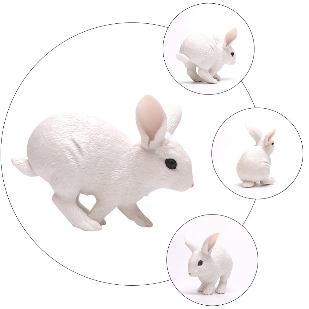 White Easter Bunny Figurine - Rustic Spring Table Decor, Faux Fur Rabbit Statue for Easter Party Centerpieces, Garden Ornaments | Perfect for Easter Celebrations, Home Decor, and Spring Table Settings