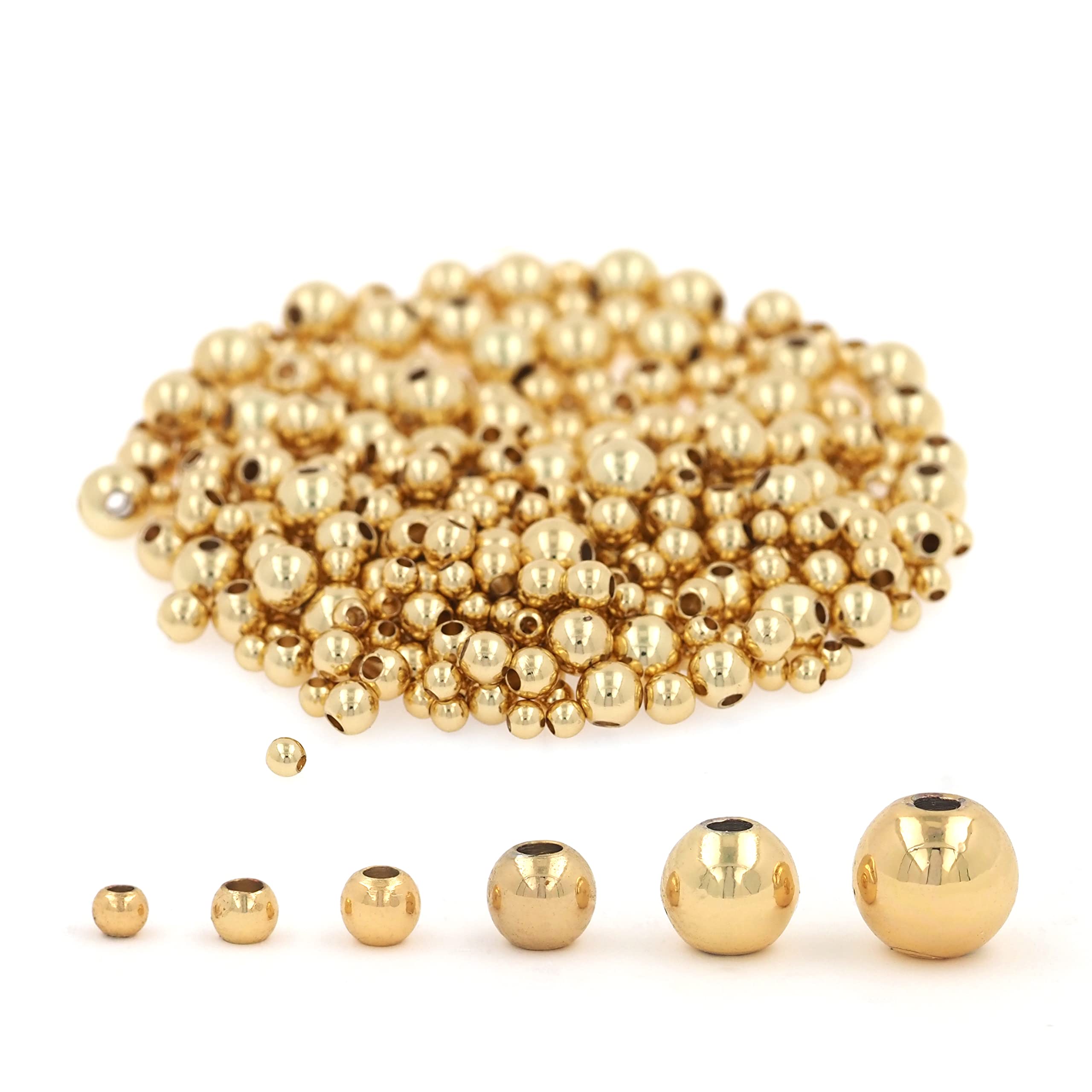 500pcs 18K Gold Filled Spacer Beads - Anti-Tarnish Smooth Round Seamless Ball Beads (2mm) for DIY Jewelry Making - Necklace, Bracelet, Earrings & Craft Projects - Premium Brass Loose Beads That Won't Fade