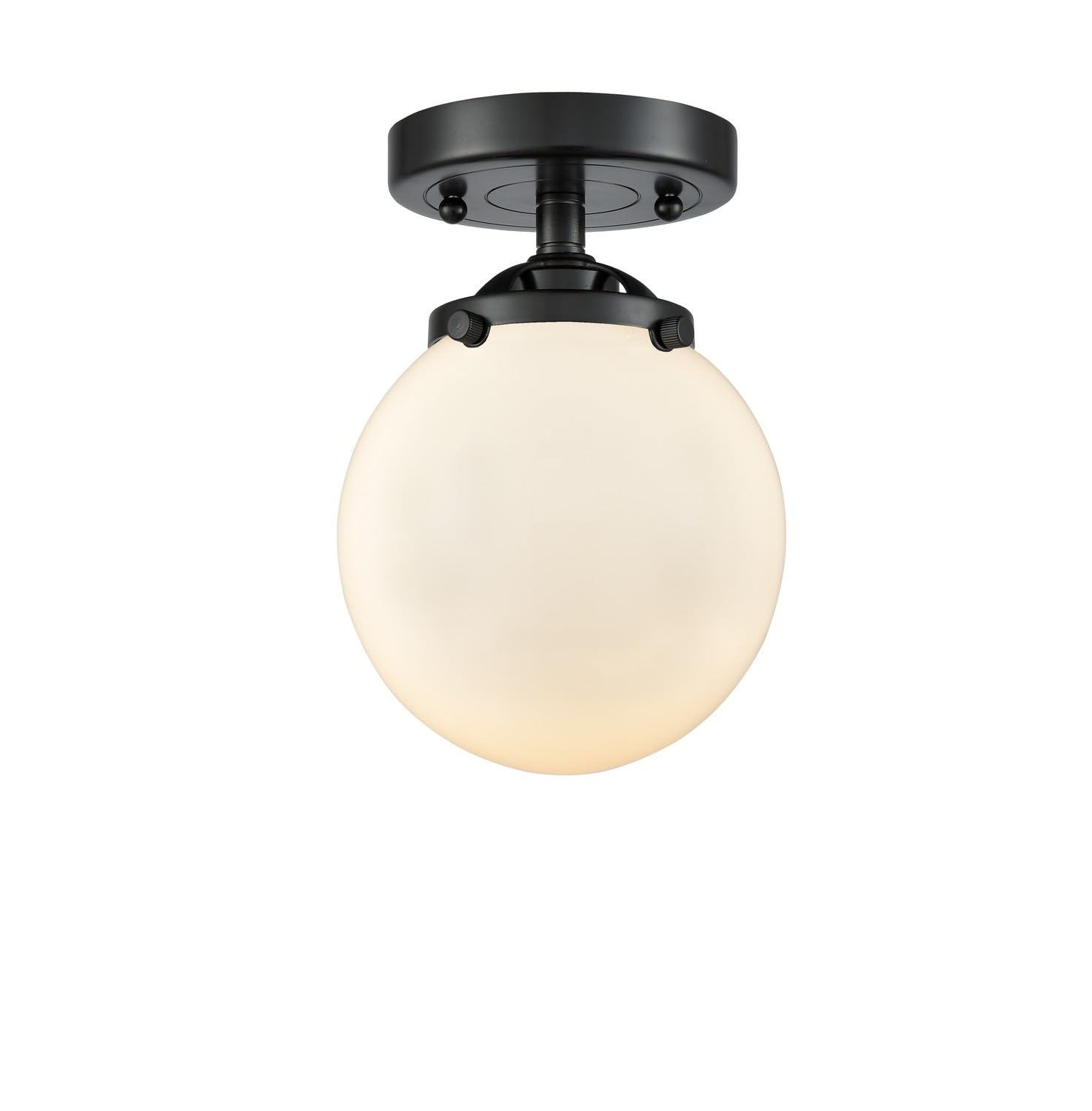 Vintage Dimmable LED Semi-Flush Mount Ceiling Light - 1 Light White Glass Fixture with Oil Rubbed Bronze Finish - Perfect for Bedroom, Living Room, and Dining Room Lighting
