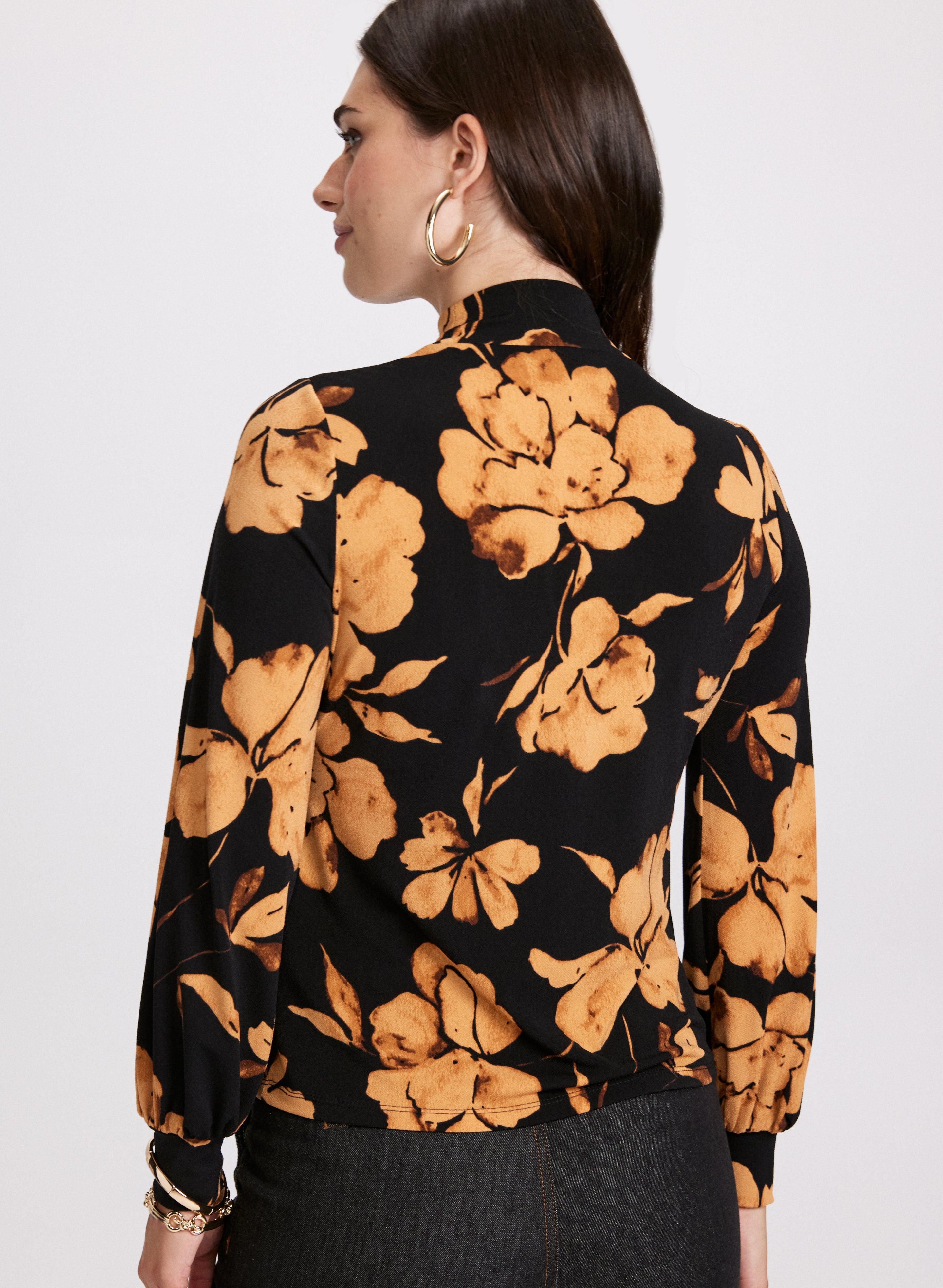 Floral Mock Neck Top for Women - Elegant Blouse for Office, Date Night & Spring Outfits | Trendy Floral Print Tops