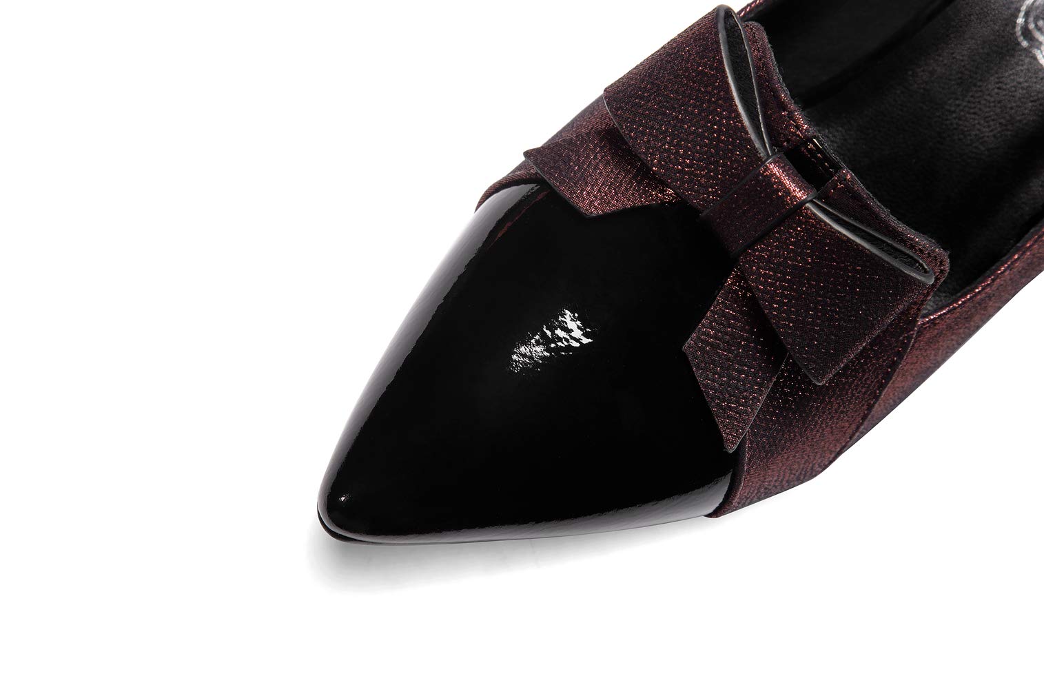 TinaCus Women's Handmade Leather Glossy Pointed Toe Mid Heel Slip On Loafers - Elegant Bowtie Dress Shoes for Office, Party & Formal Events