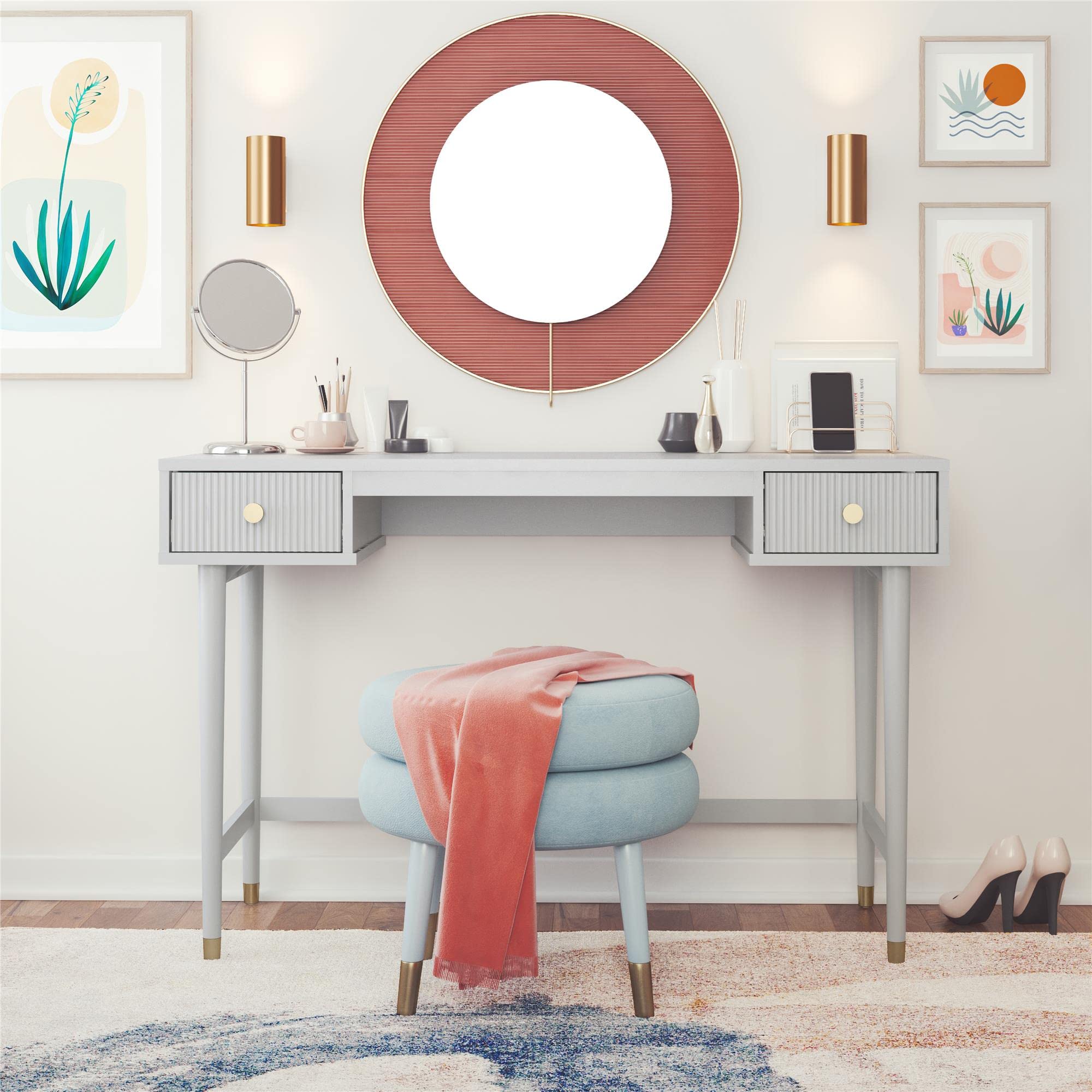 CosmoLiving Elizabeth Desk - Grey for Home Office
