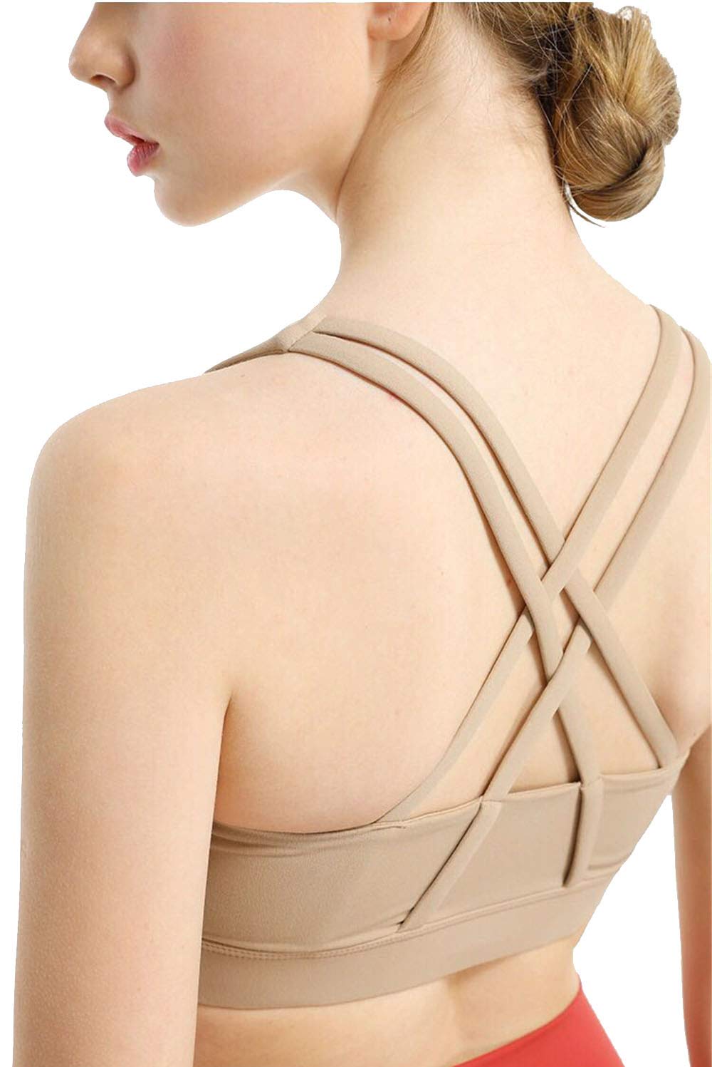 Girl's Cute Yoga Sports Bra - Strappy Cross Back Workout Top with Removable Pads | Perfect for Yoga, Gym & Fitness Activities