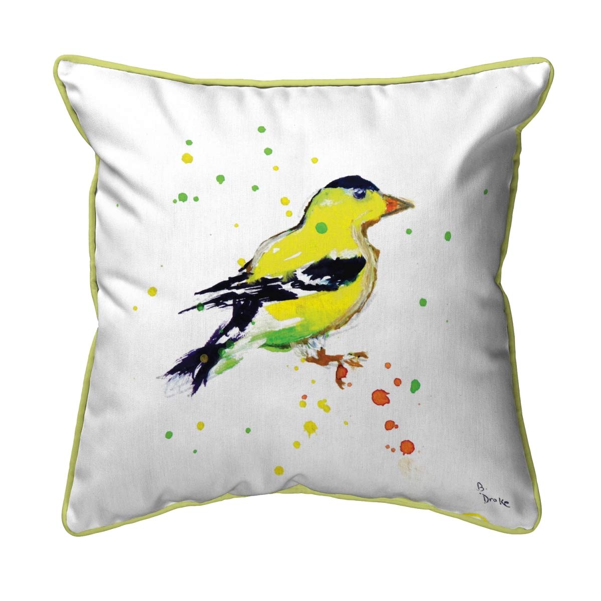 Betsy Drake ZP634 Decorative Throw Pillow 22x22 Inches - Soft Multi-Color Square Cushion for Sofa, Bed, Living Room & Home Decor