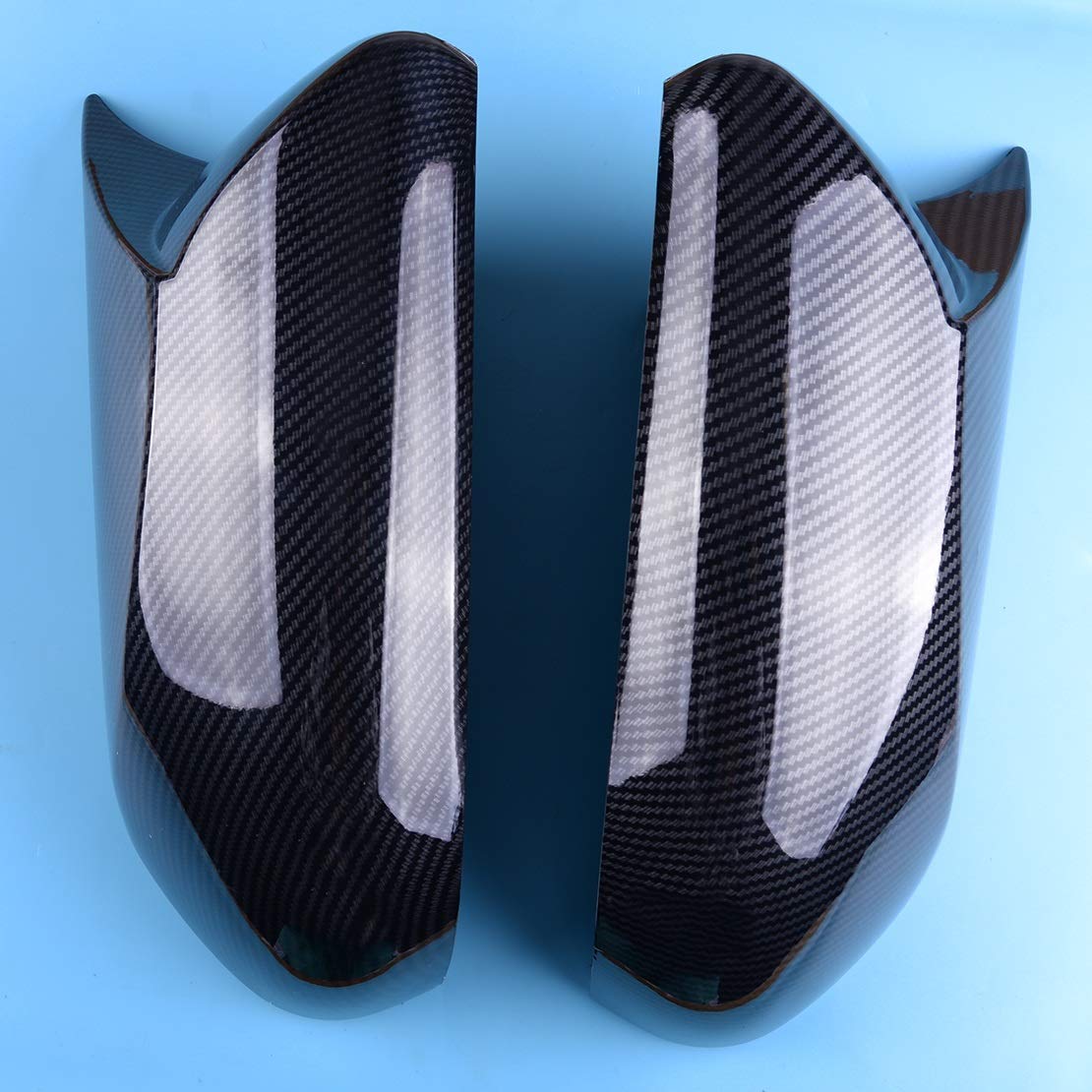 Carbon Fiber Style Auto Ox Horn Rear View Mirror Cover Trim Cap (2PCS) - Compatible with Toyota Camry 2018 2019 - Enhances Style & Protection for Your Car Mirrors - Perfect for Customization & Vehicle Upgrades