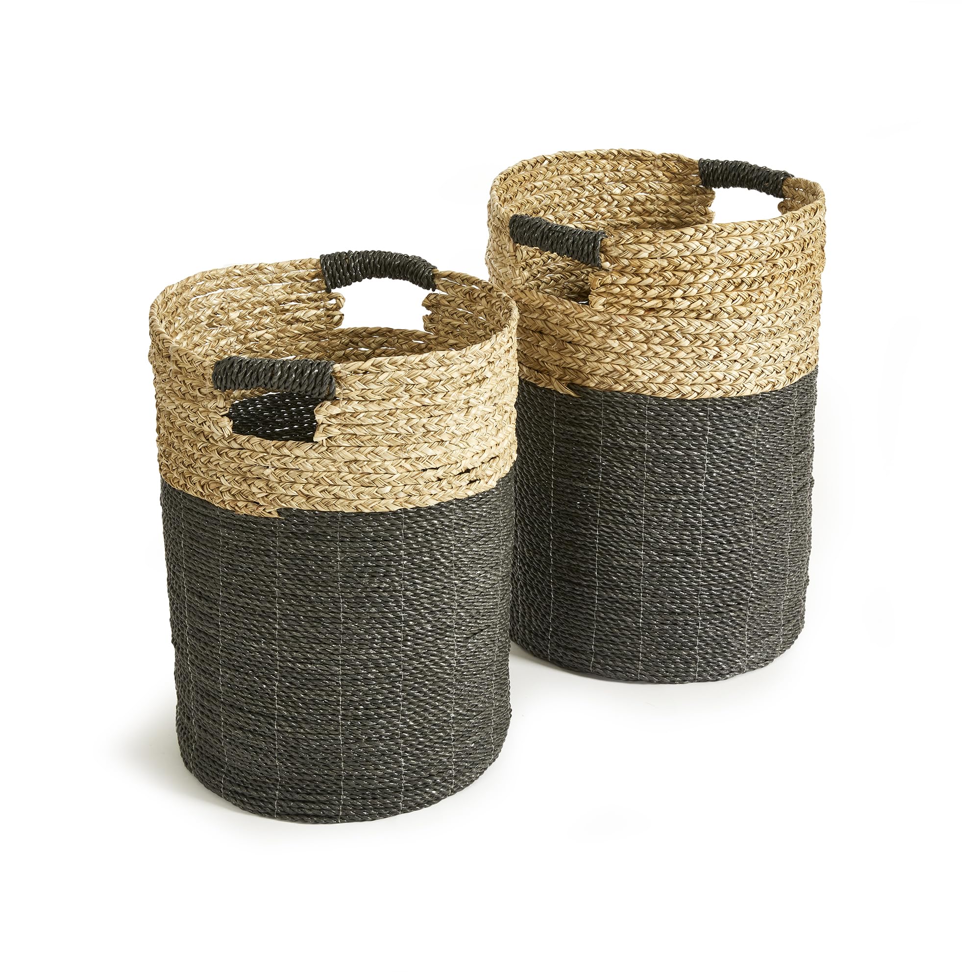 Napa Madura Hamper Baskets Set of 2 - Black/Natural for Home Storage