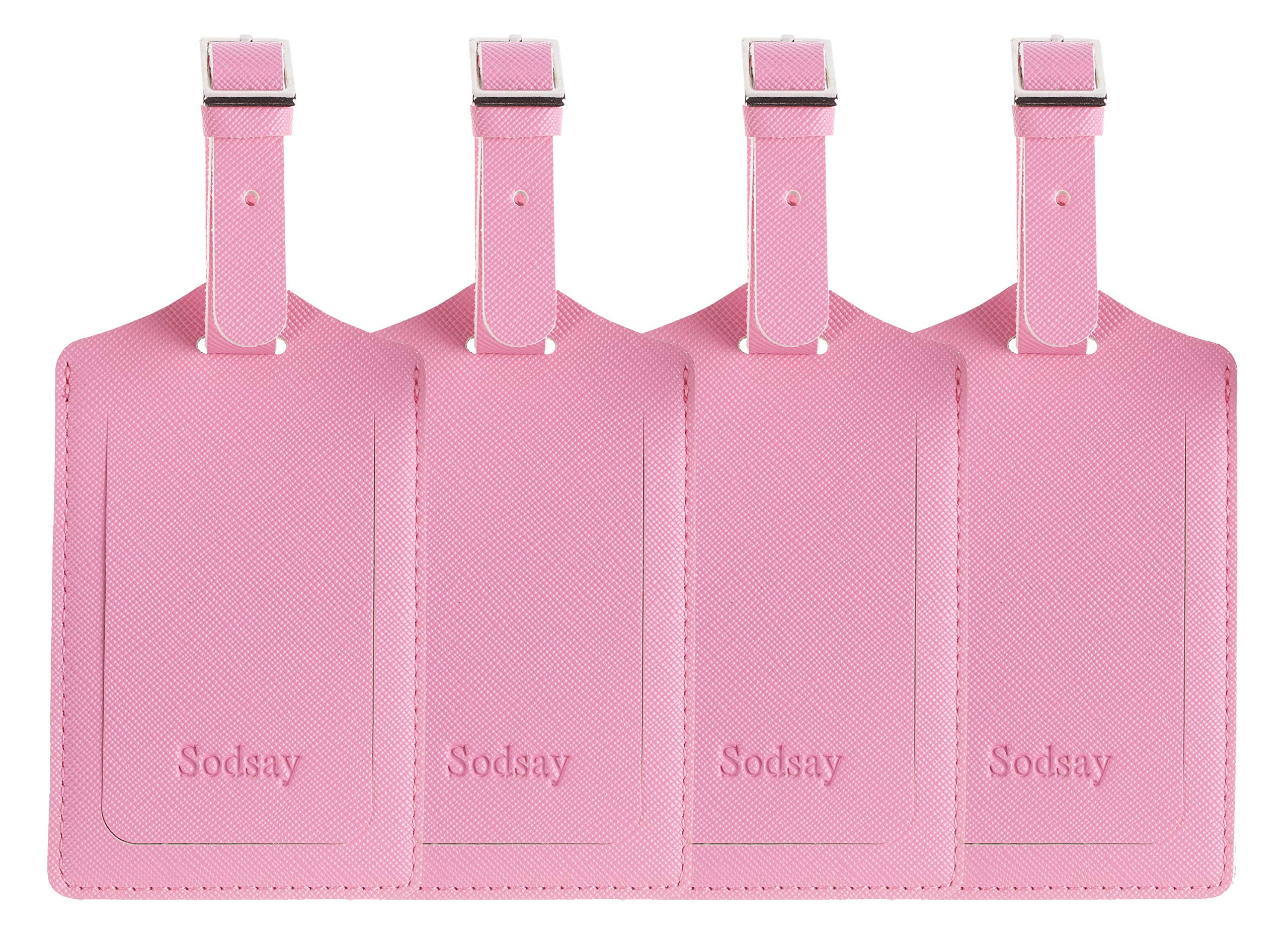 Premium Leather Luggage Tags for Travel - 4-Piece Set (CH Pink) - Durable & Stylish Baggage ID Tags for Suitcases, Backpacks & Carry-Ons - Perfect for Airports, Business Trips & Vacation Travel Accessories