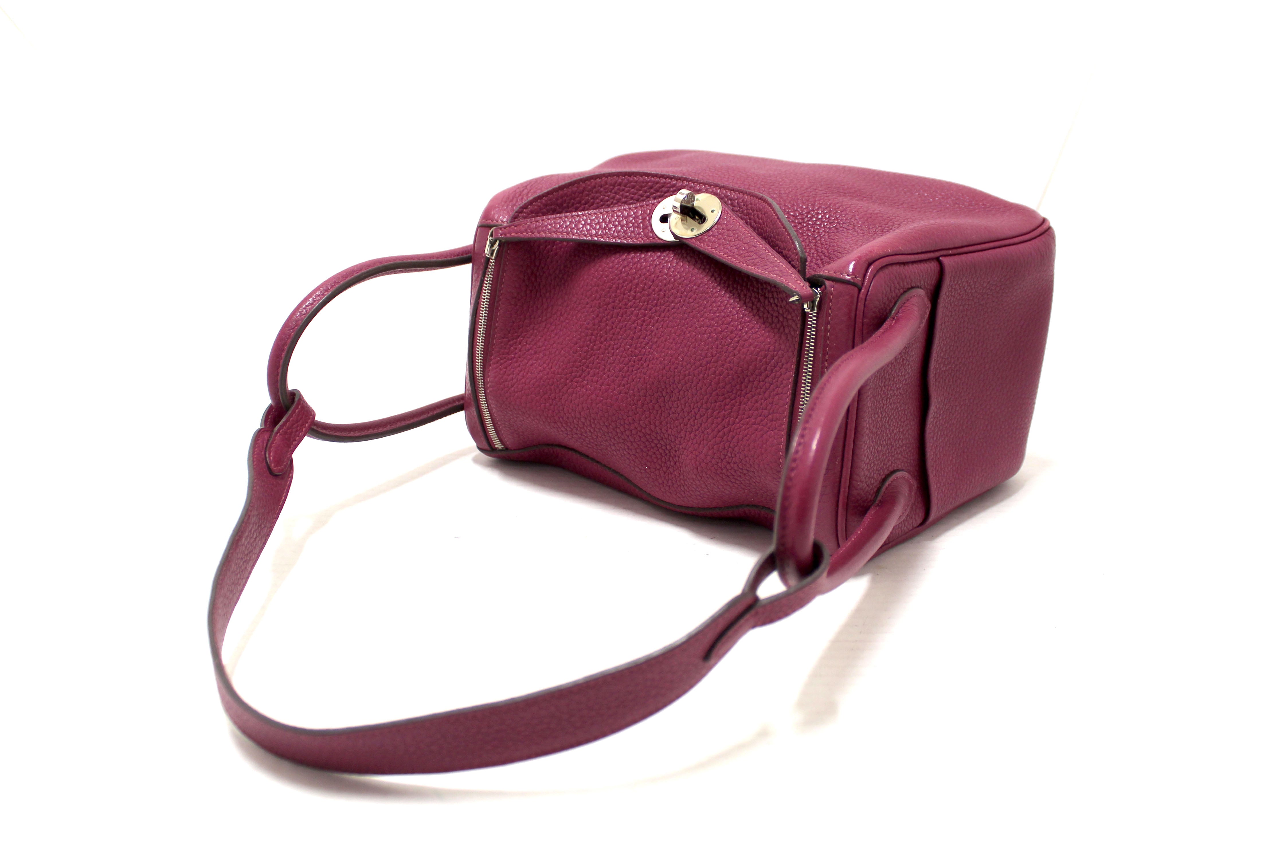 Authentic Hermes Rose Purple Togo Leather Lindy 26 Handbag & Shoulder Bag - Luxury Designer Purse for Women, Perfect for Work, Travel & Special Occasions