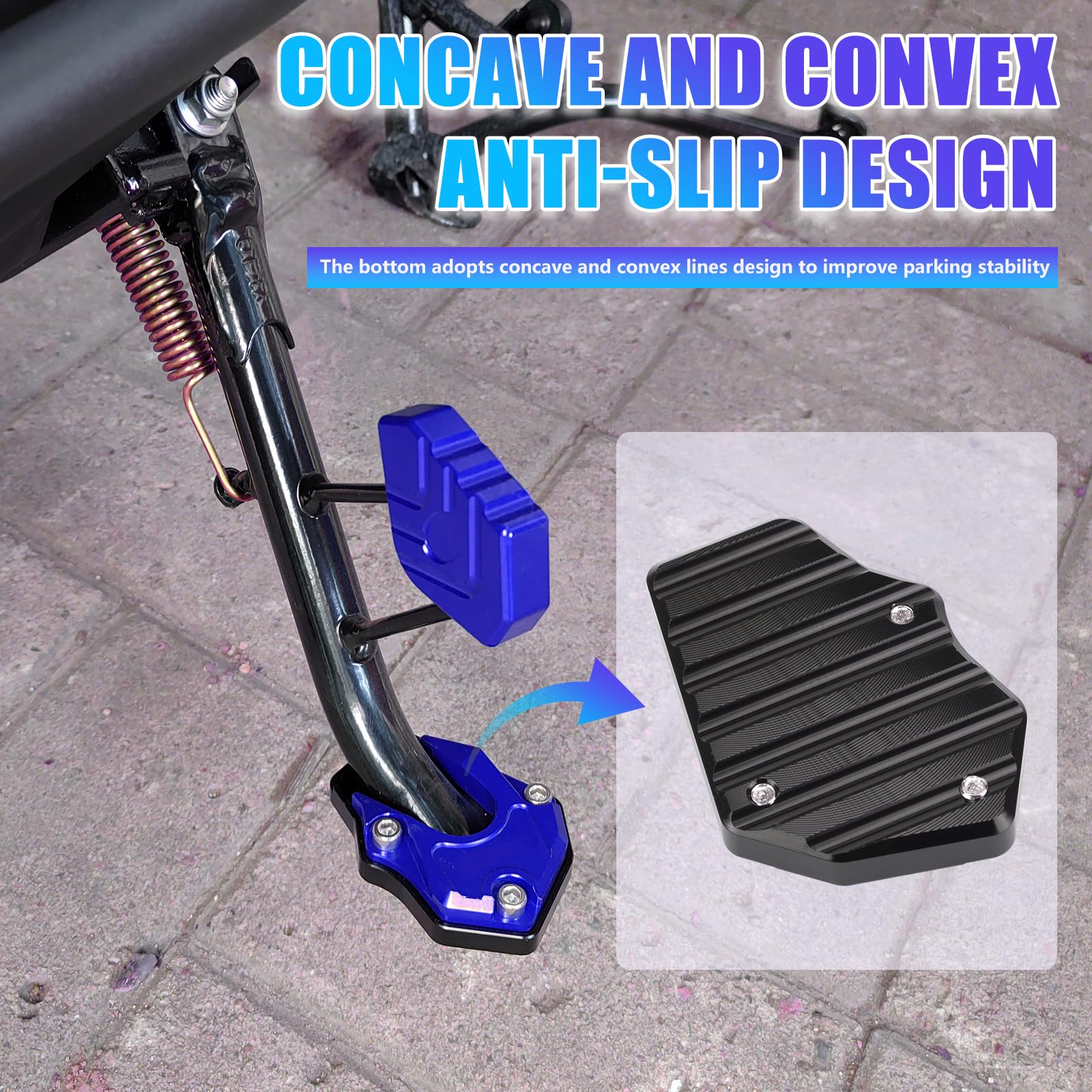 Motorcycle Kickstand Plate - Aluminum Alloy Anti-Sinking Pad for Outdoor Parking (Blue)