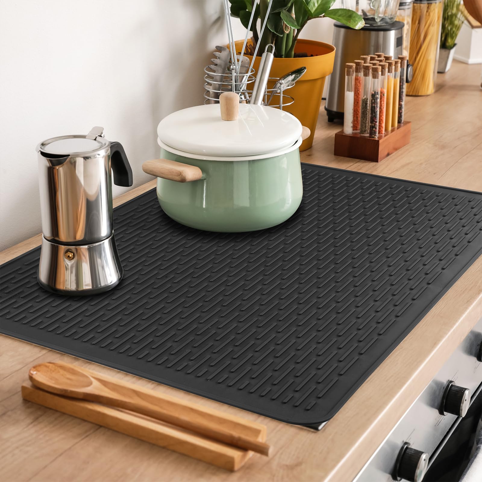 Meiliweser Extra Large Silicone Stove Top Cover 28x20 Inches - Heat Resistant Electric Glass Cooktop Protector & RV Stovetop Mat | Non-Slip Kitchen Counter Dish Drying Mat for Safe Cooking & Counter Protection