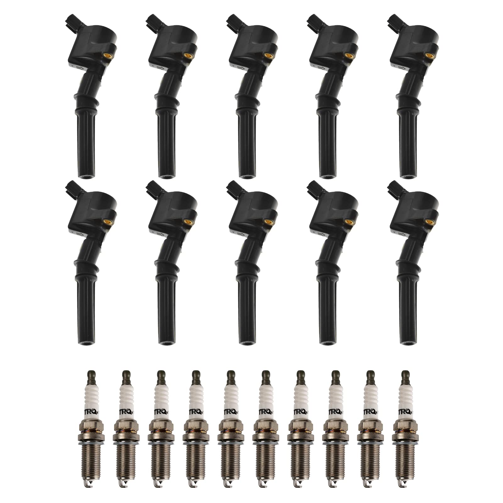 TRQ Ignition Kit with Coil & Spark Plugs - Compatible with Ford F-150/Expedition 1997-2019 - Perfect for Engine Tune-Ups & Performance Upgrades