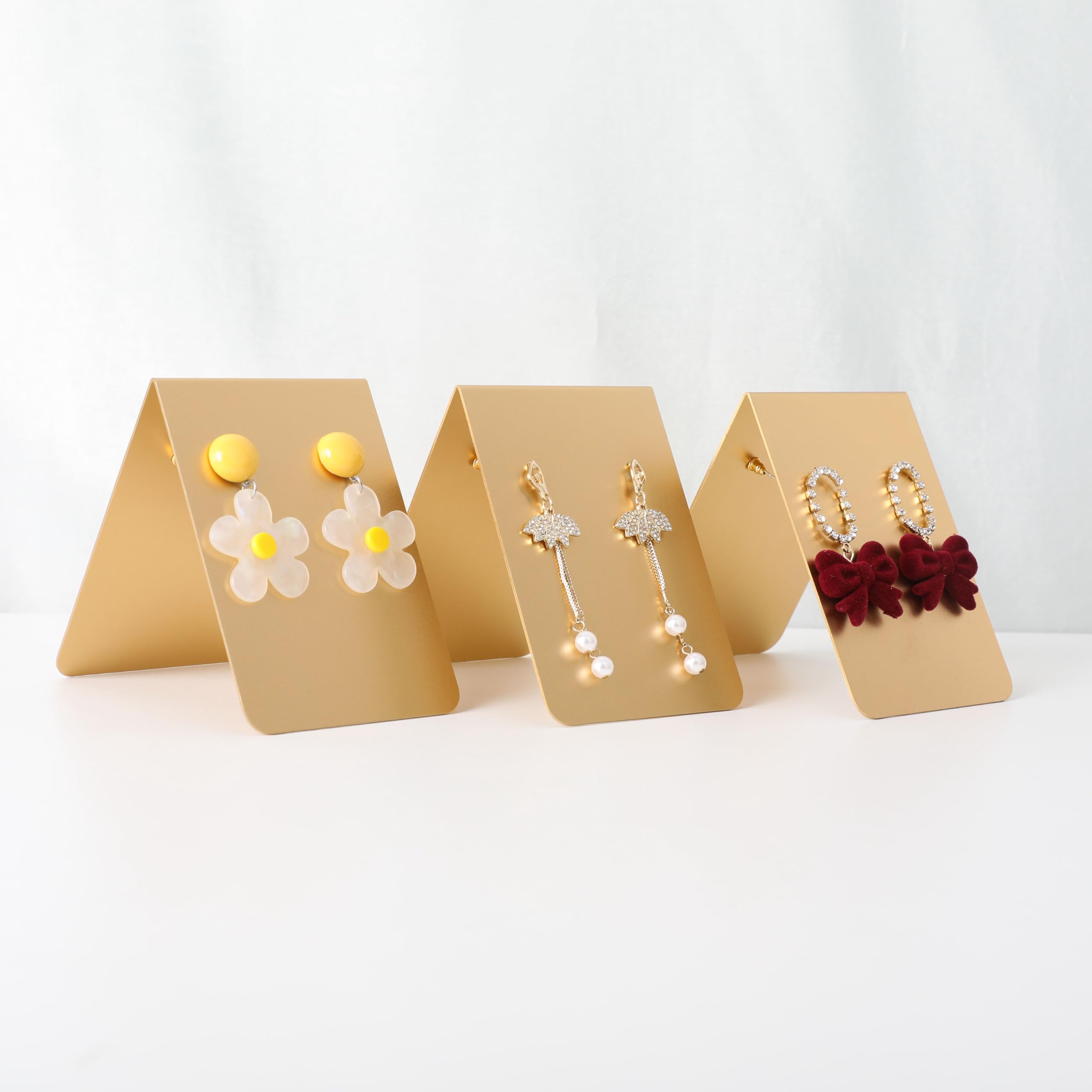 3pcs Gold Metal Earring Display Stand - Elegant Jewelry Organizer for Women | Perfect for Craft Shows, Boutique Retail & Home Storage | Stylish Earring Holder for Selling & Showcasing Jewelry Collection