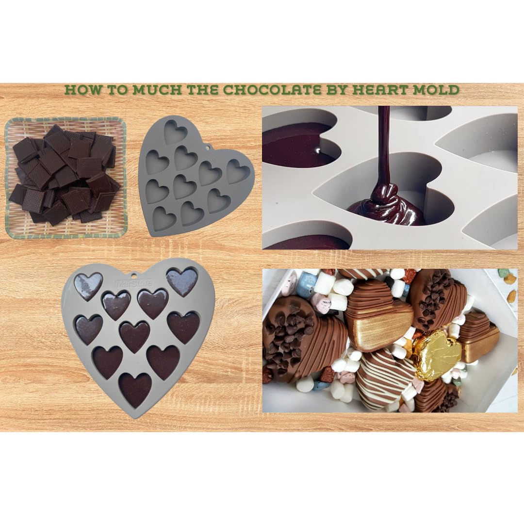 Heart Shaped Silicone Cake Pans - 10 Cavity Large 2 Inch Baking Molds for Valentine's Day, Chocolate, Ice Cubes & Candy Making - Perfect for DIY Desserts, Party Treats & Romantic Gifts