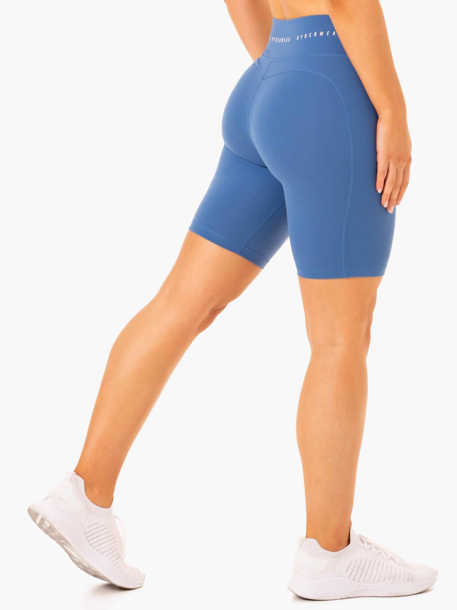 Reflex High Waisted Bike Shorts for Women - Comfortable Workout & Yoga Shorts in Blue - Perfect for Cycling, Running, and Gym