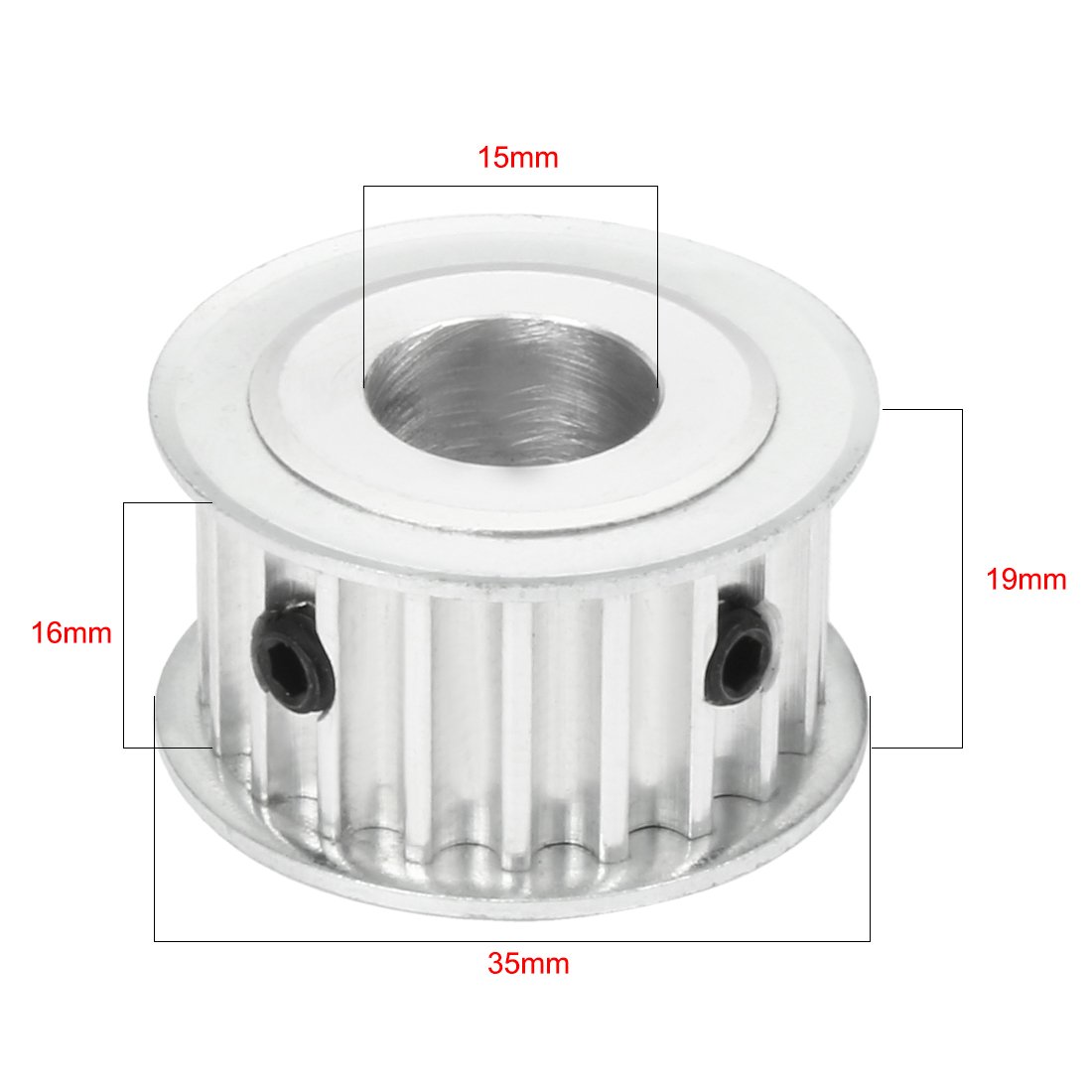 uxcell Aluminum 5M 20 Teeth 15mm Bore Timing Belt Idler Pulley Flange Synchronous Wheel for 15mm Belt - Compatible with 3D Printers, CNC Machines, and Industrial Automation Equipment