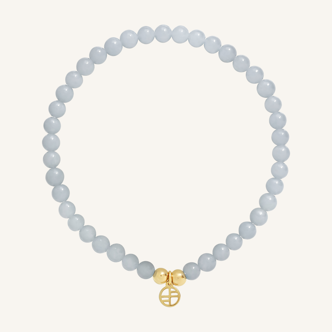Angelite Lumier Bracelet - Stone of Connection & Communication - Healing Crystal Jewelry for Stress Relief & Emotional Balance - Perfect for Meditation, Yoga & Spiritual Healing