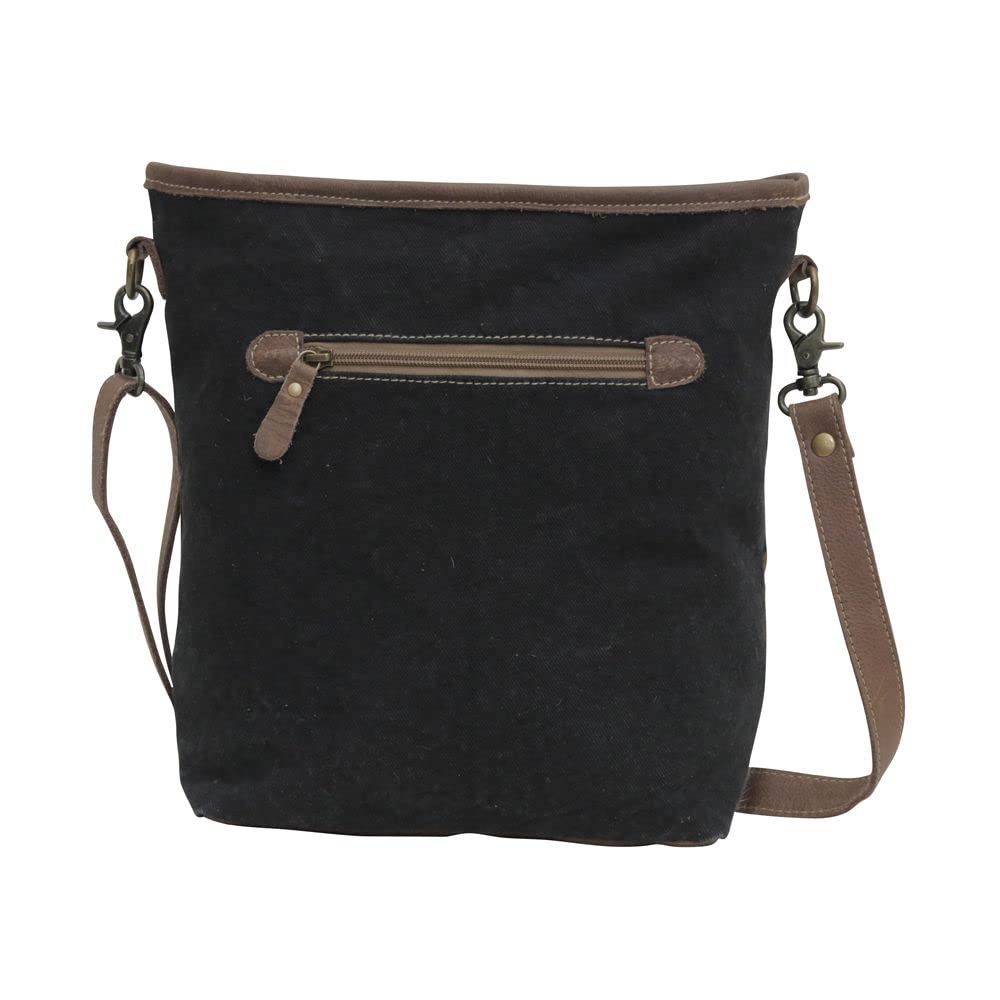 Myra Western Leather Shoulder Bag for Women - Vintage Upcycled Canvas Crossbody Purse with Cedar Accents | Perfect for Casual Outings, Travel & Everyday Use
