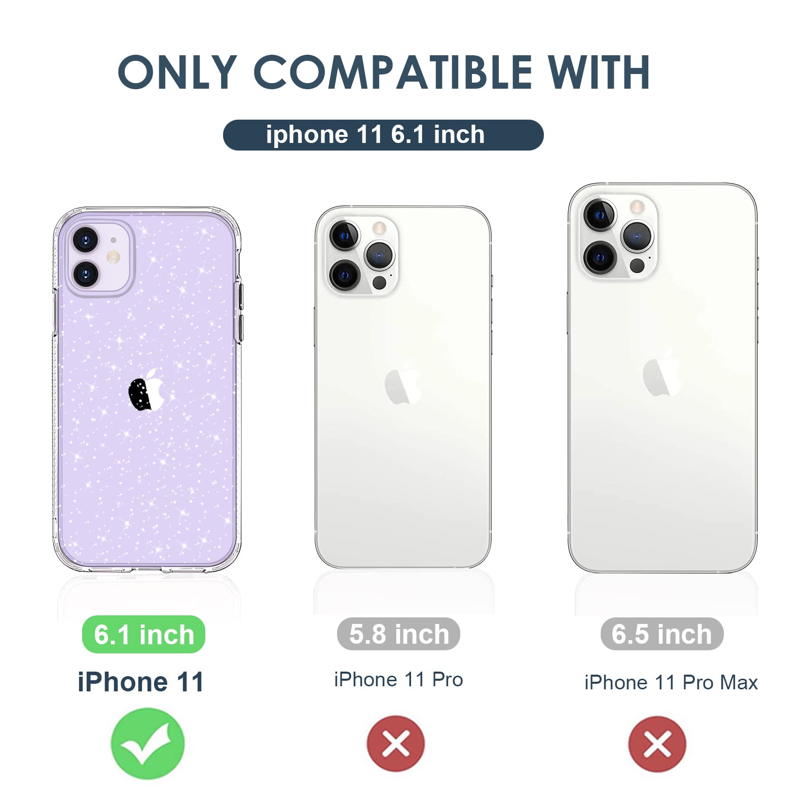 Hython Sparkly Clear Glitter Case for iPhone 11 - Cute Shiny Bling Protective Cover with Anti-Scratch Soft TPU | Slim Fit Shockproof Phone Case for Women & Girls | Perfect for Everyday Use, Parties & Gifts