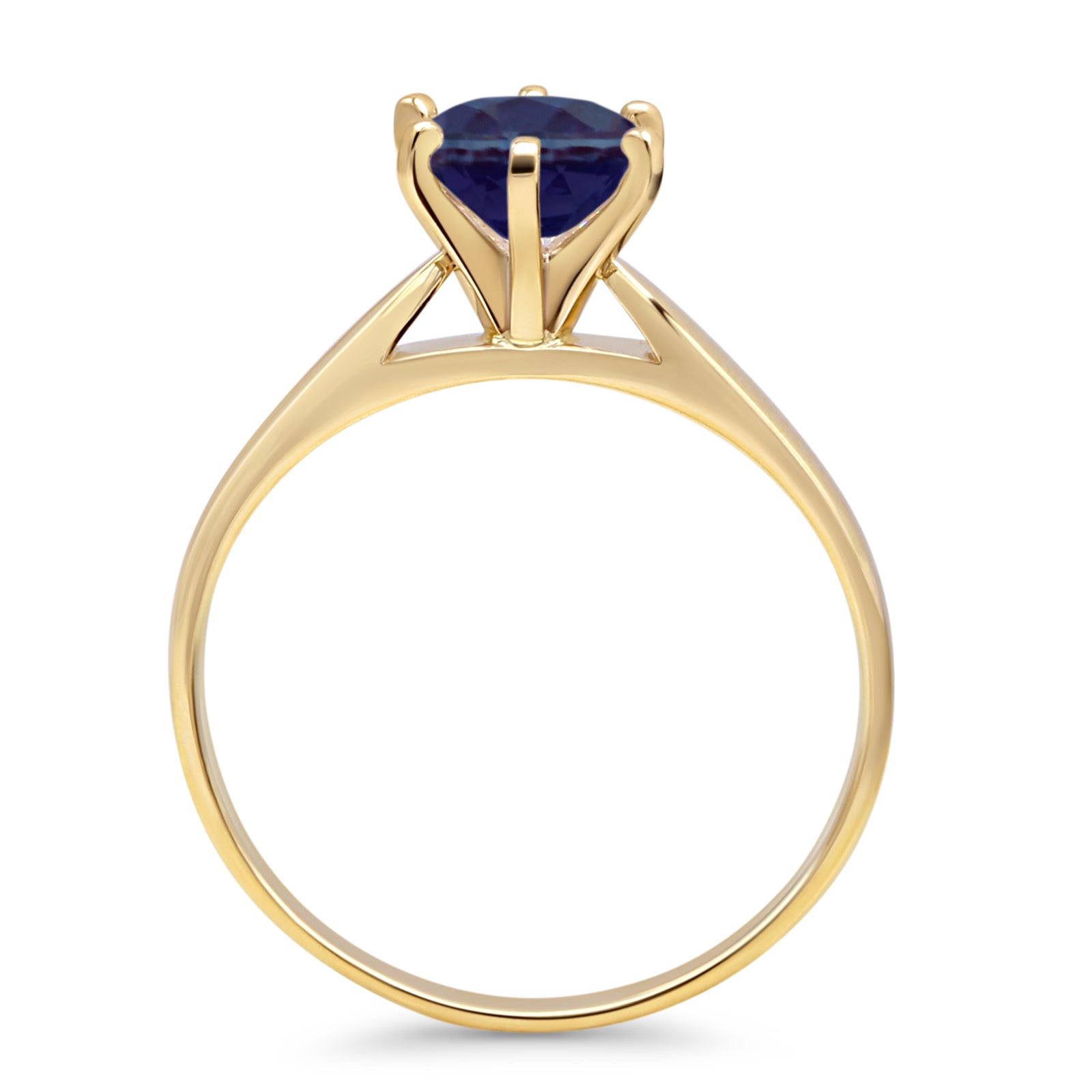 14K Yellow Gold Round Solitaire Lab-Created Alexandrite Ring for Women - Elegant Engagement, Wedding, Anniversary & Gift Jewelry