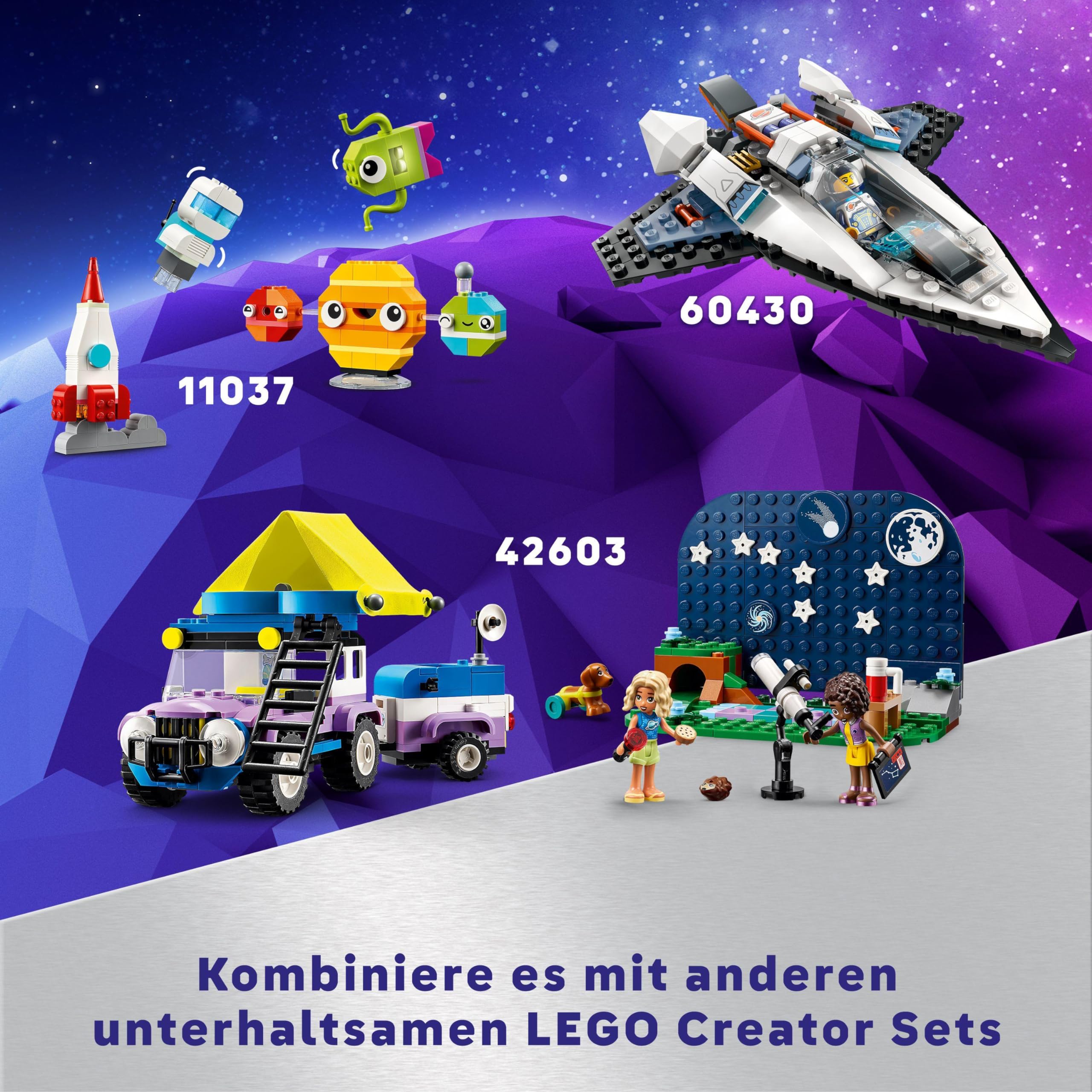 LEGO Classic Creative Space Planets Building Toy - Solar System Model Kit for Kids with Rocket, Spaceship, Planets & Aliens - STEM Educational Gift for Boys & Girls Ages 5+ (11037) - Perfect for Space-Themed Playrooms & Birthday Gifts