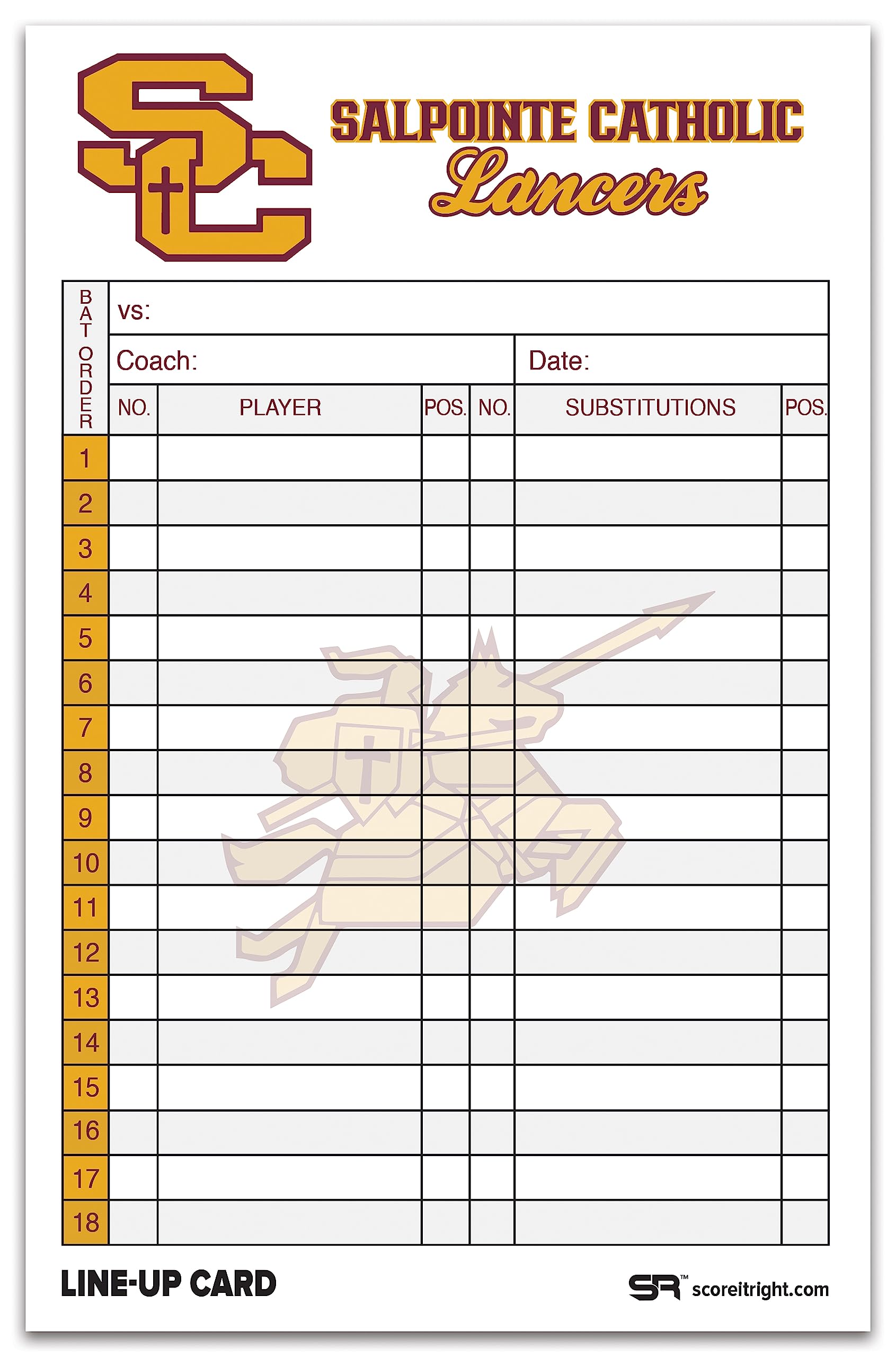 Custom Baseball & Softball Lineup Cards - 32-Pack Carbonless 4-Part Forms (5.5
