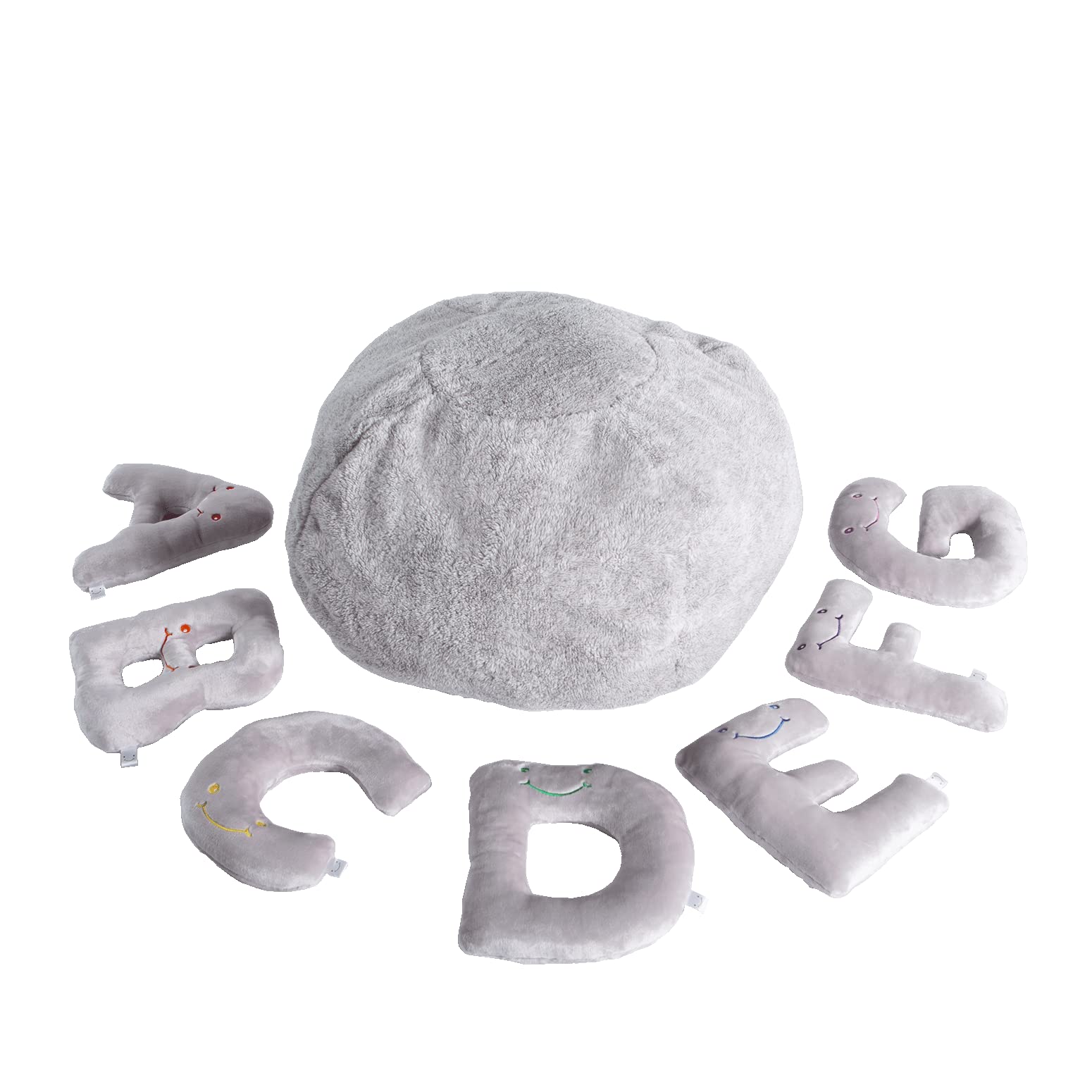 Educational Alphabet Plush Toys - 26 Piece Dove Grey ABC Letters Set with Storage Bag, Large 11