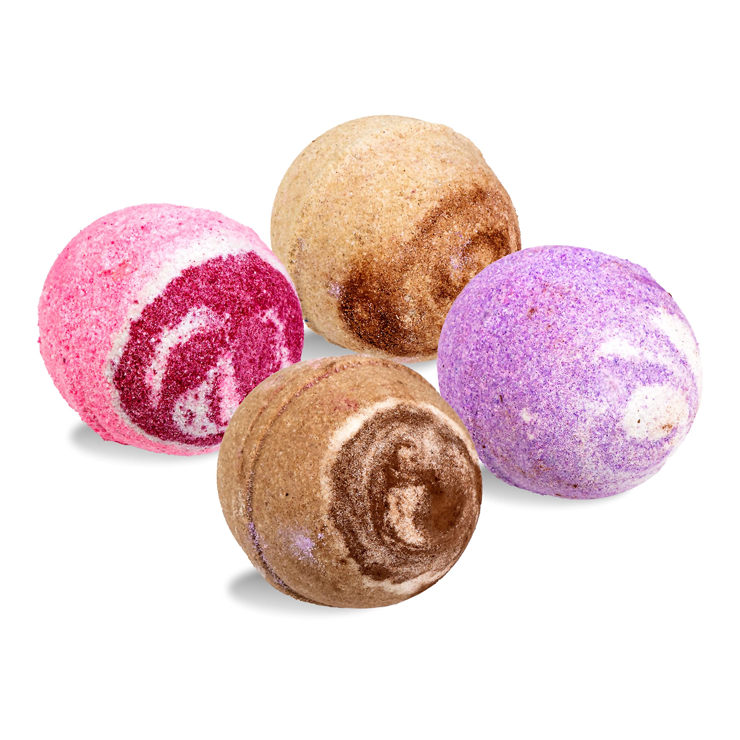 Luxury Aromatic Bath Bombs Set - Rose, Lavender, Vanilla & Coffee Scented (Pack of 4) | Relaxing Spa Gift for Women, Self Care & Stress Relief