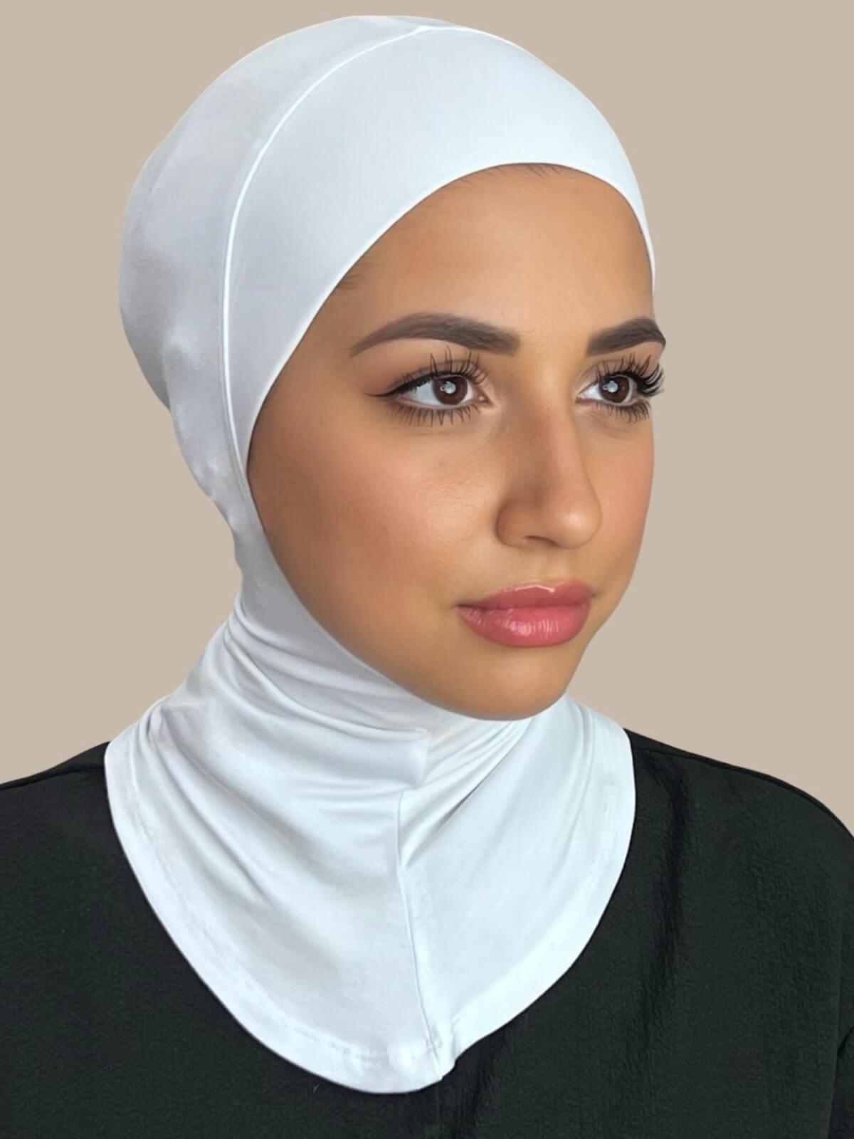 Premium Jersey Full Coverage Underscarf - Breathable Muslim Hijab Liner for Women (White) - Perfect for Daily Wear, Prayer & Modest Fashion