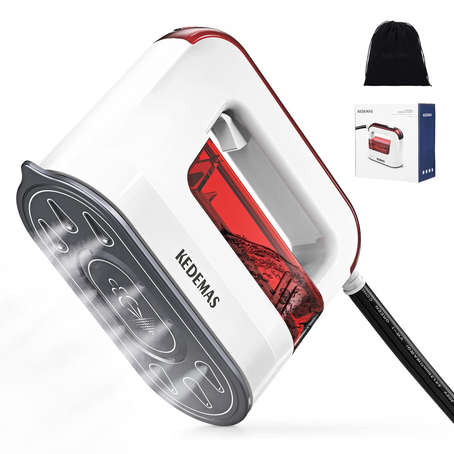 1300W Portable Travel Steamer Iron for Clothes - Fast Wrinkle Remover with 100ml Large Water Tank | Compact Mini Garment Steamer for All Fabrics | Ideal for Home, Travel & Business Use (Red, 120V Only)