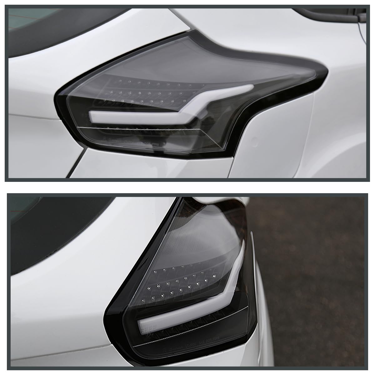 Spec-D Tuning Black LED Tail Lights for 2015-2018 Ford Focus SE/ST/Titanium & 2016-2018 Focus RS Hatchback - Left & Right Pair Assembly - Enhanced Night Visibility & Modern Style for Street & Show Cars