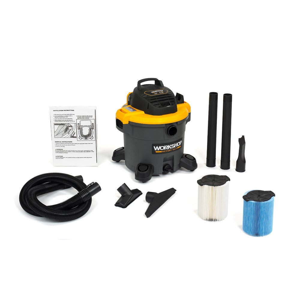 WORKSHOP WS1200VA Heavy Duty Wet Dry Vacuum Cleaner - 12 Gallon Shop Vac for Dust, Debris, and Liquid Cleanup - Ideal for Garage, Workshop, and Home Cleaning