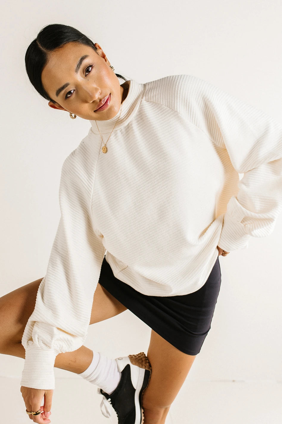 Ella Textured Cream Blouse for Women - Soft & Stylish Knit Top - Perfect for Casual Outings, Office Wear & Date Nights